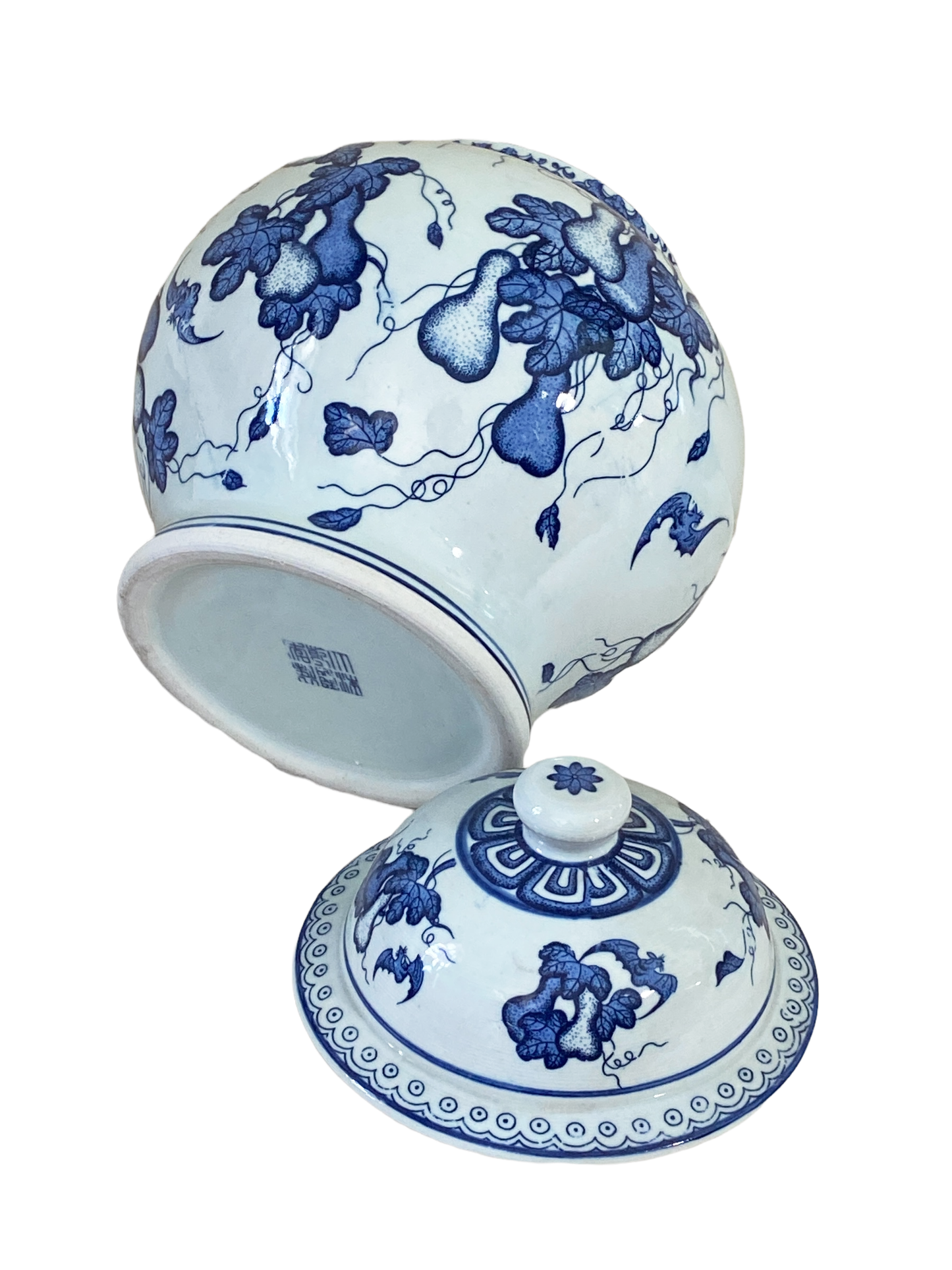 #3249 Chinoiserie Blue and White Porcelain Ginger jar 12" H