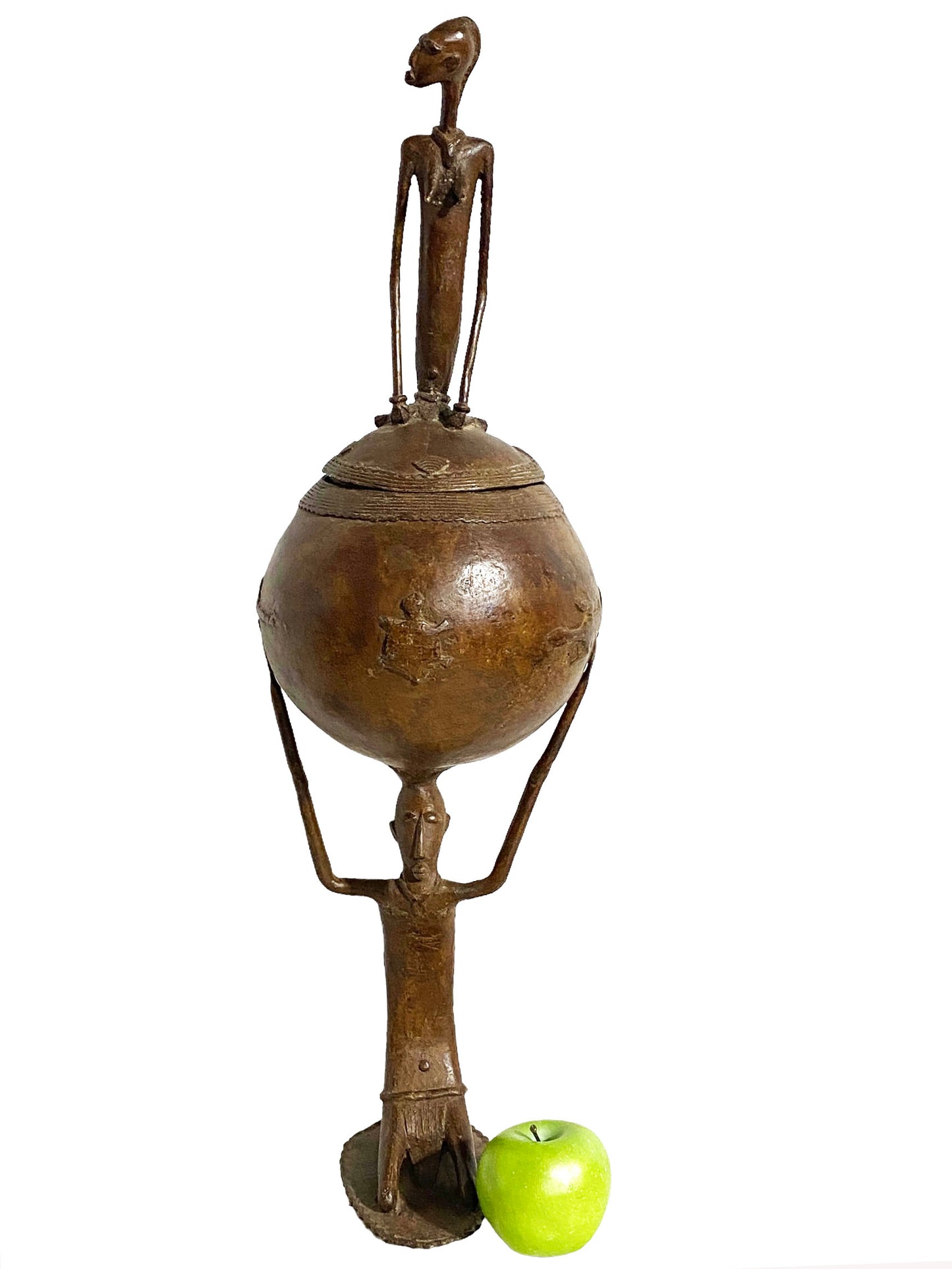 #5014 LG  African Dogon  Mali Ceremonial Bronze Bowl 27" H