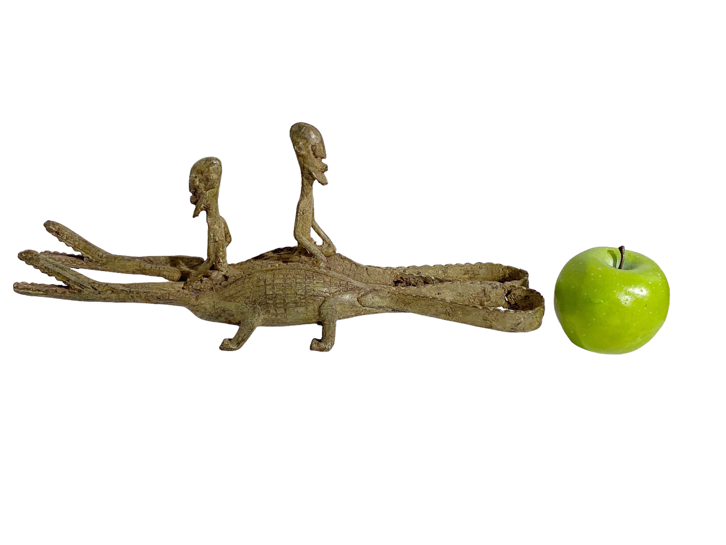 # 239 Dogon Bronze Ancestors Riding a crocodile , Mali.15 " W