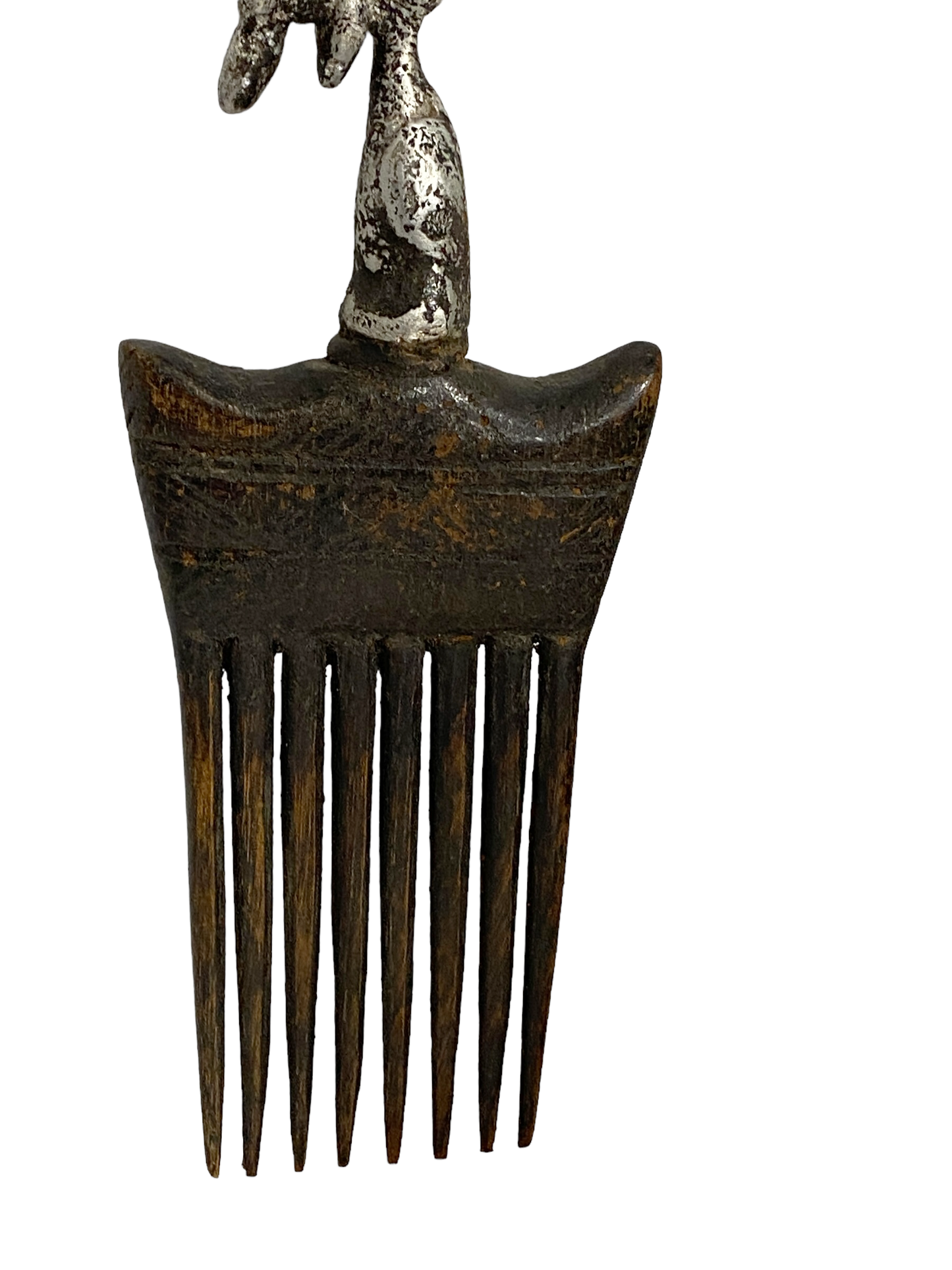 #731 African Baule I.Coast Comb W/ Bird Head Sculpture 8.25 " h