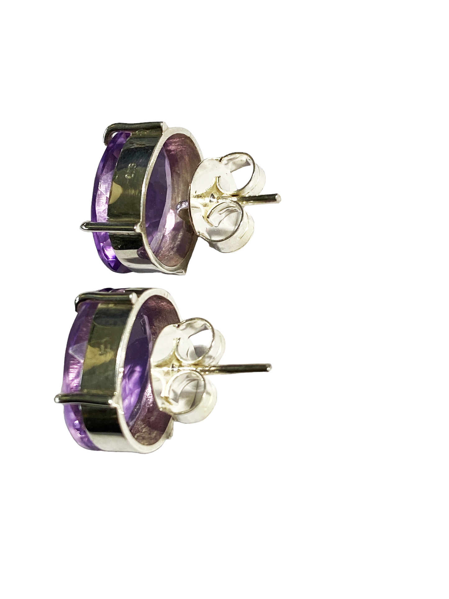 #5053 Custom Made Sterling silver Genuine Brazilian Amethyst Studs
