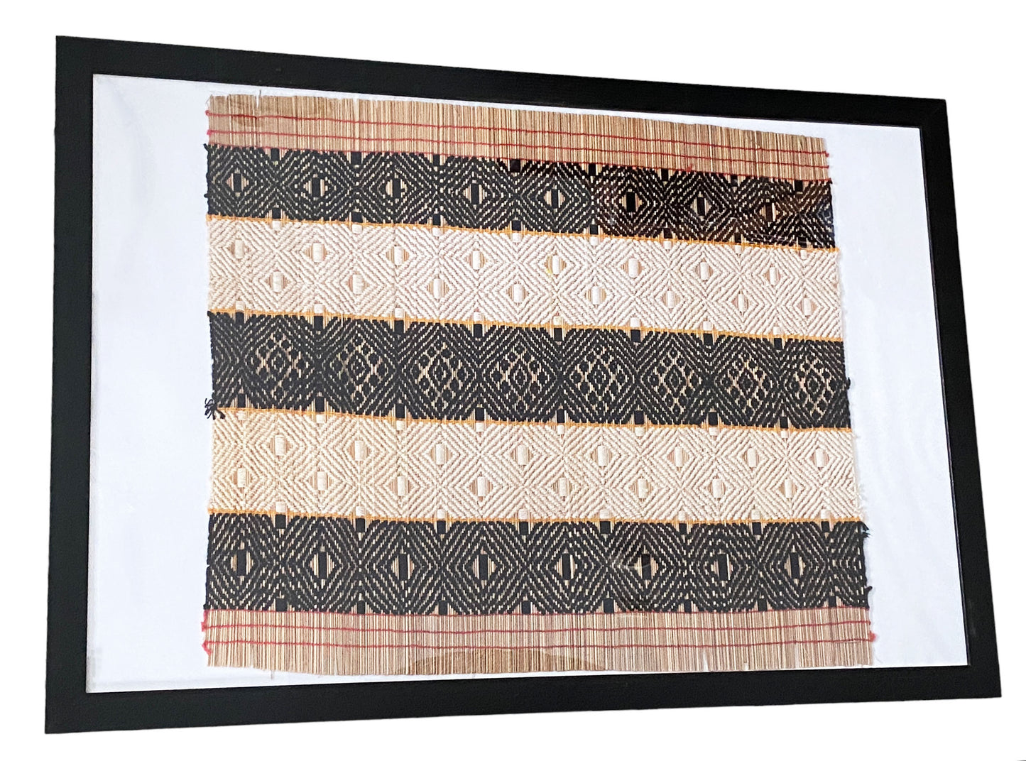 #1420 Mehinako Xingu Manioc Mat Amazon Brazil Framed 24" W by 36" H