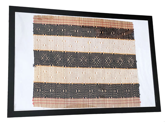 #1420 Mehinako Xingu Manioc Mat Amazon Brazil Framed 24" W by 36" H