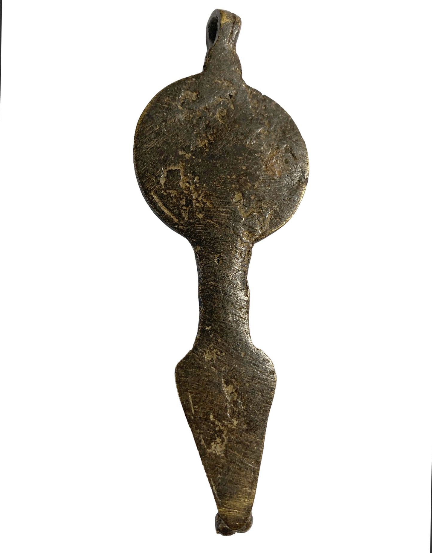 #4767 Vintage Gan Bronze Amulet Pendant of Ornate Serpent Burkina Faso