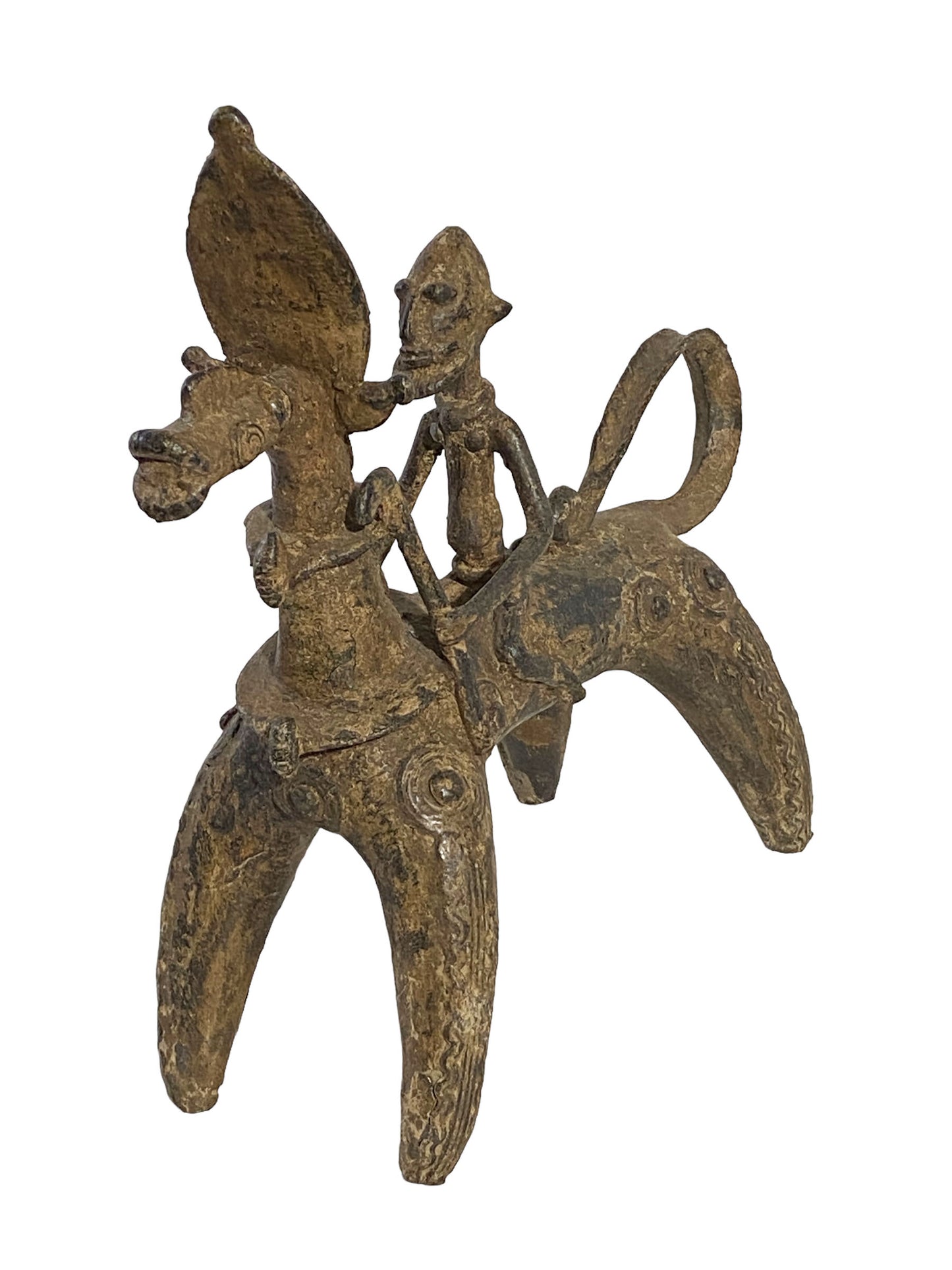 #5405 Superb African Nobility Dogon Bronze Horseman 11" H by 12"W