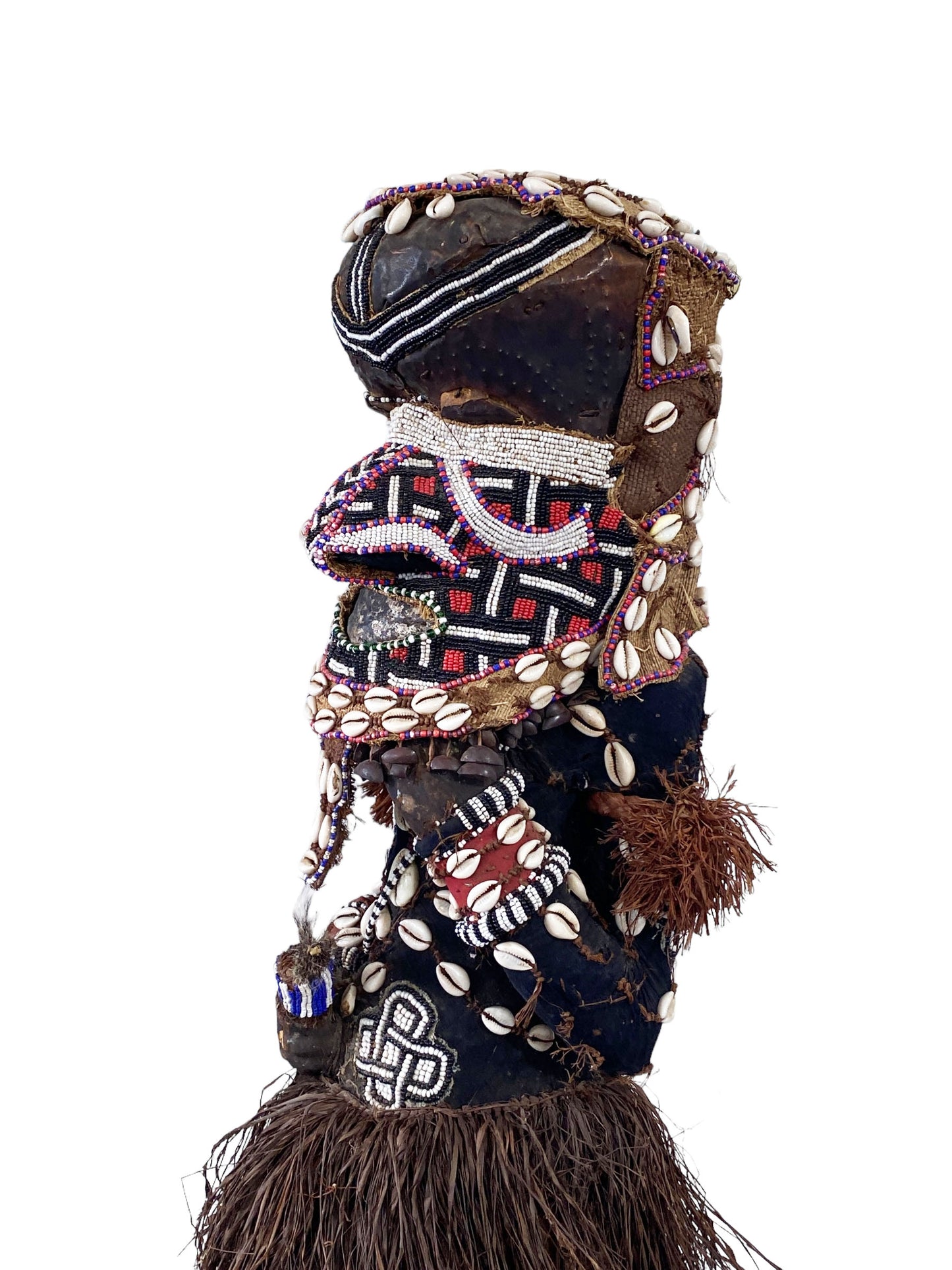 # 5469 Rare Royal Kuba Mukenga Beaded  Bird Dancing sculpture Congo Africa 32" H