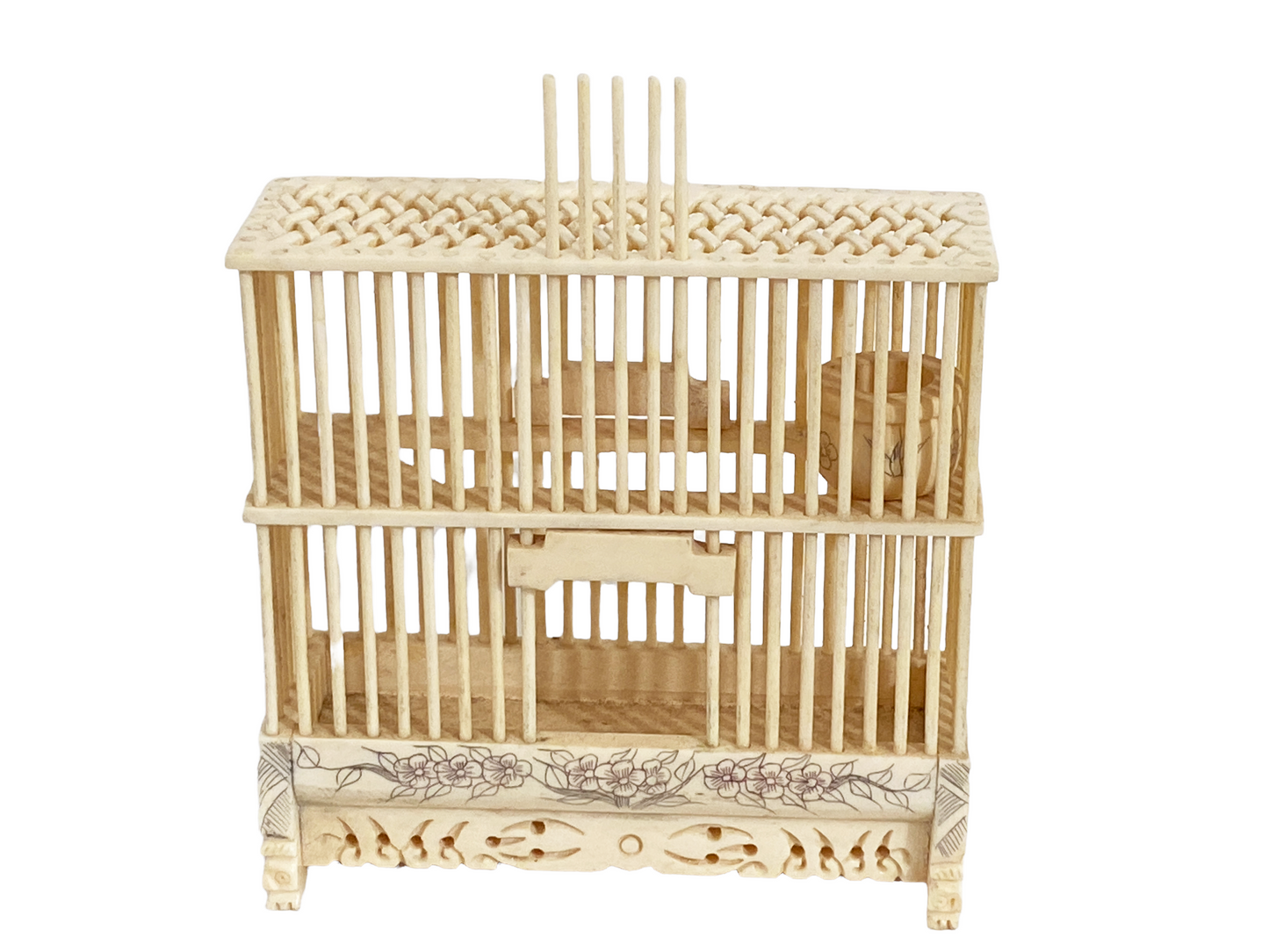 #194 Chinoiserie Hand Carved Cricket Cage