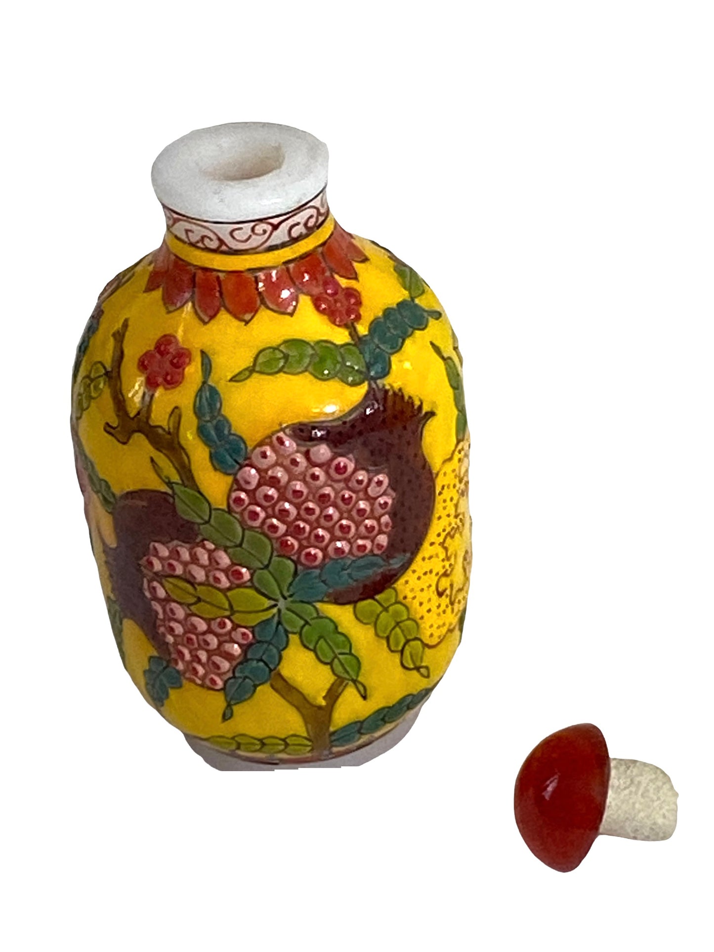 #5947 Chinoiserie Overlay Carved Peking Glass Snuff Bottle
