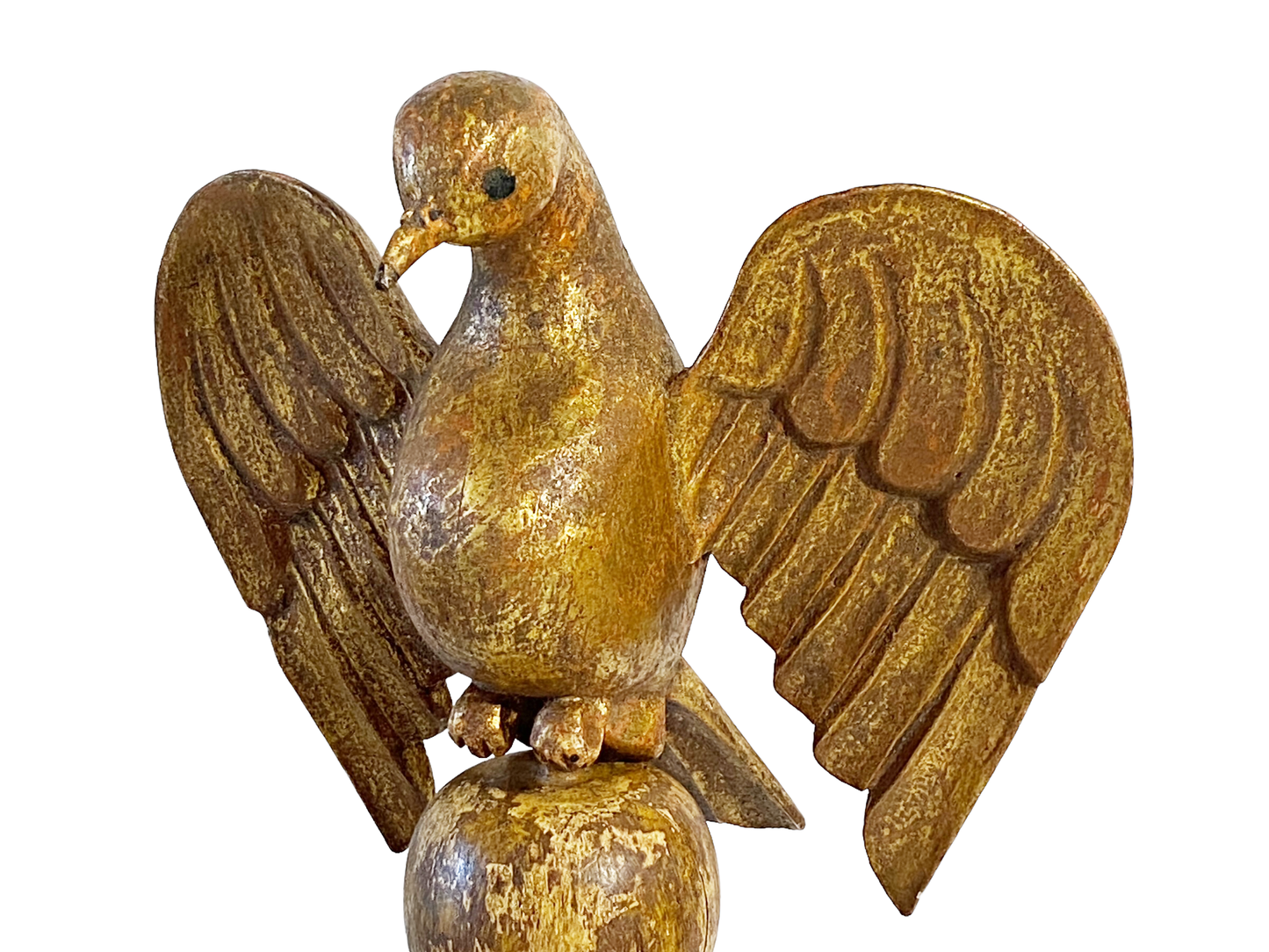 #4952 European Carved Wood Bird Sculpture on Finial 19" H