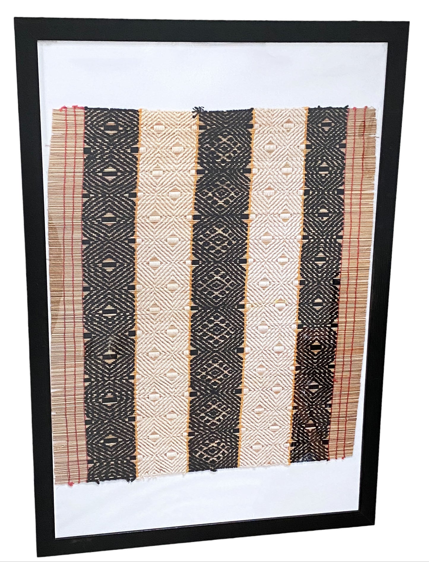 #1420 Mehinako Xingu Manioc Mat Amazon Brazil Framed 24" W by 36" H