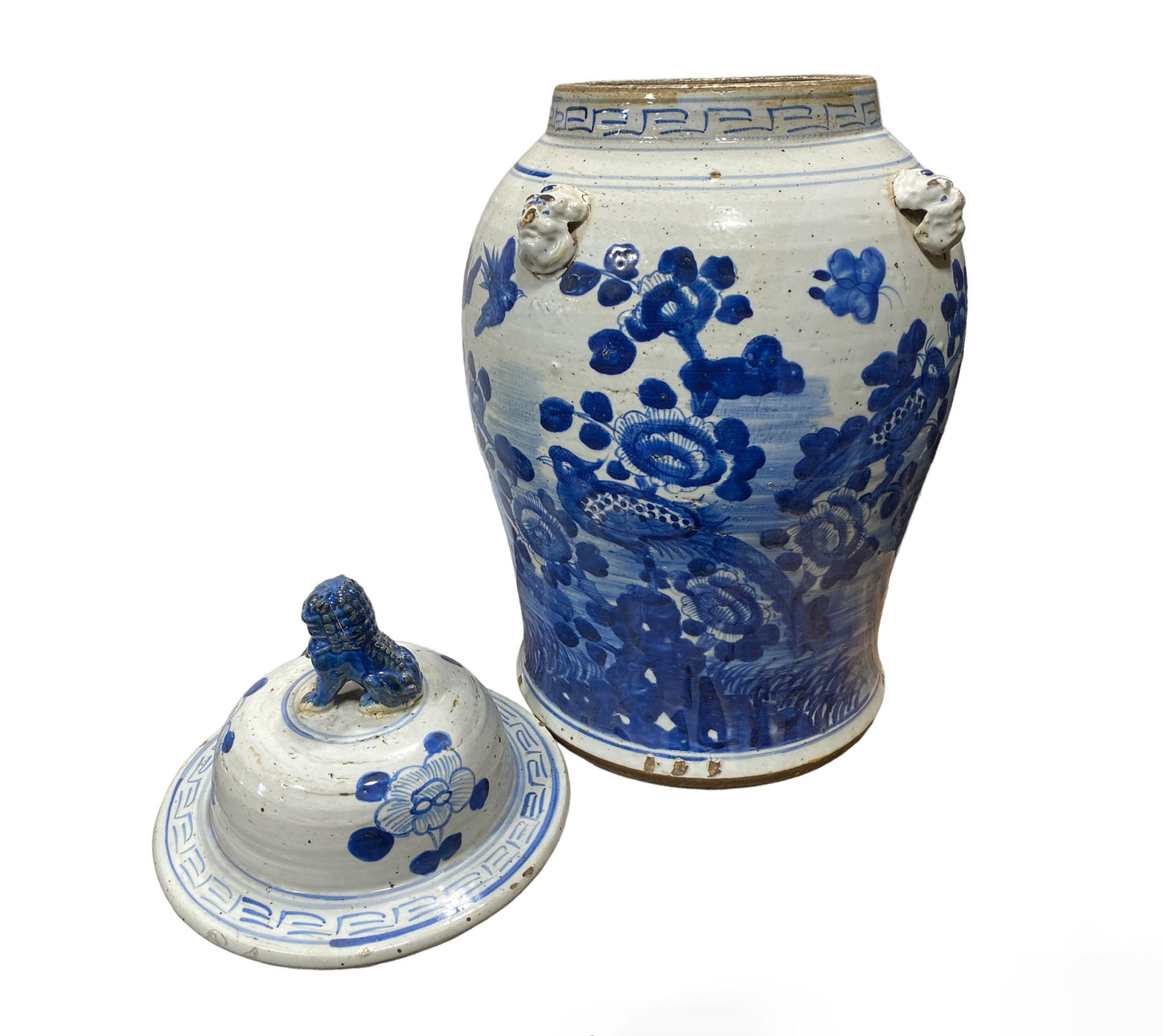 #248A Lg Chinoiserie Blue & White Porcelain Ginger Jar, 24" H