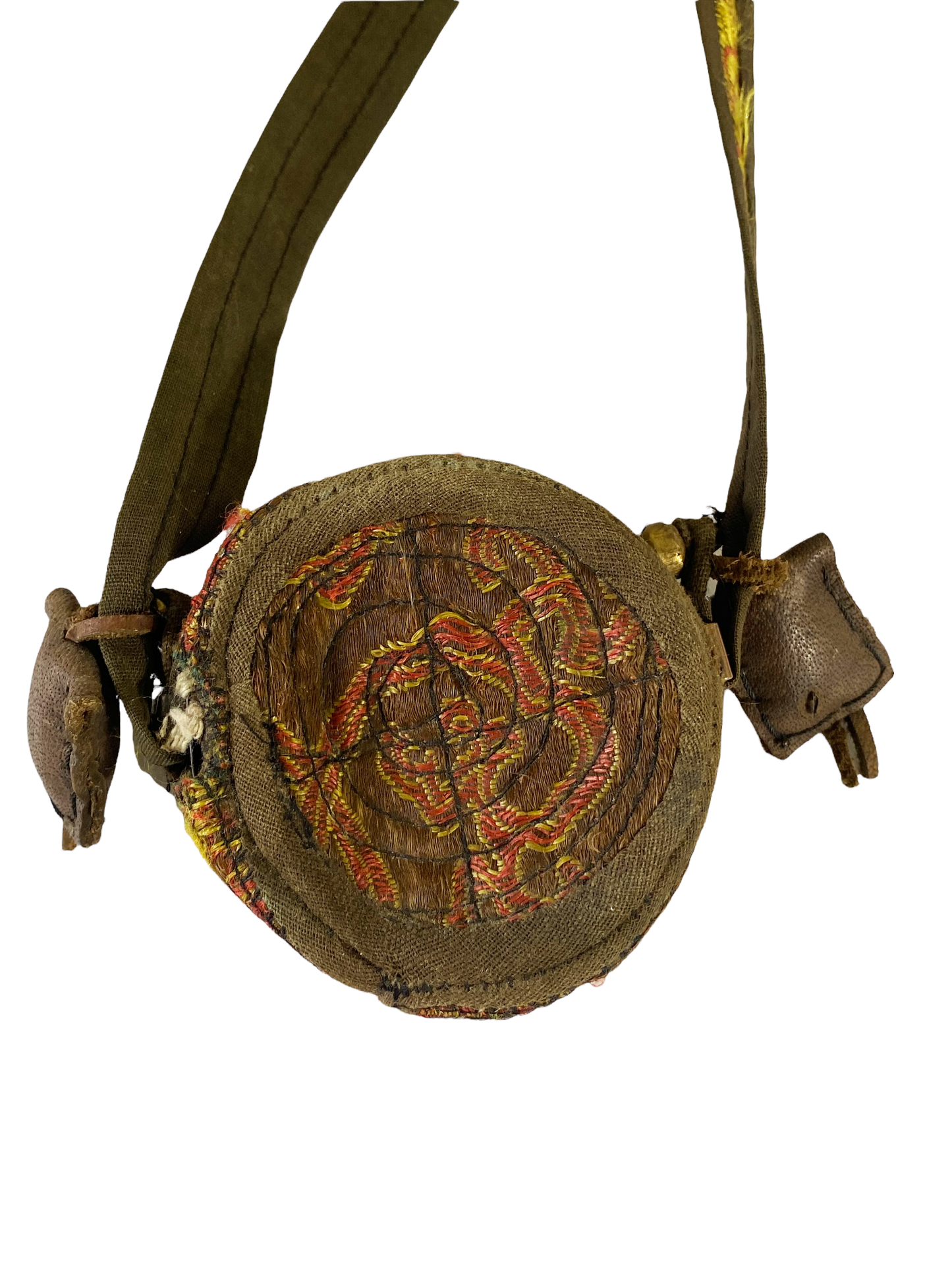 #4596 Vintage Tibetan Buddhist Ghau Traveling Prayer Bag 23" H