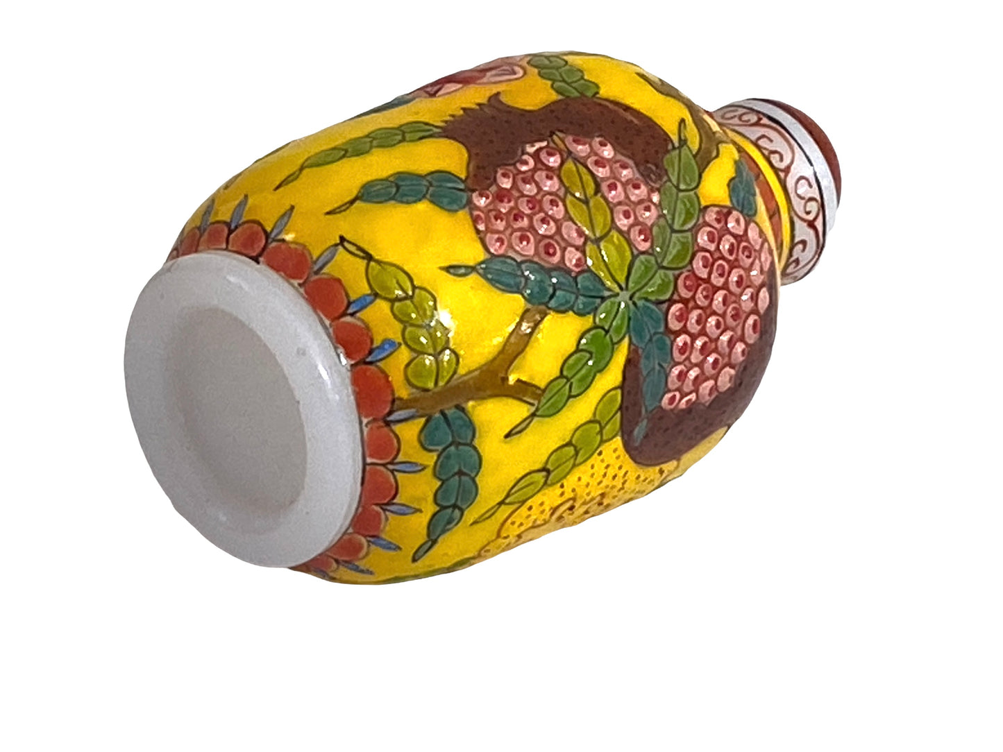 #5947 Chinoiserie Overlay Carved Peking Glass Snuff Bottle