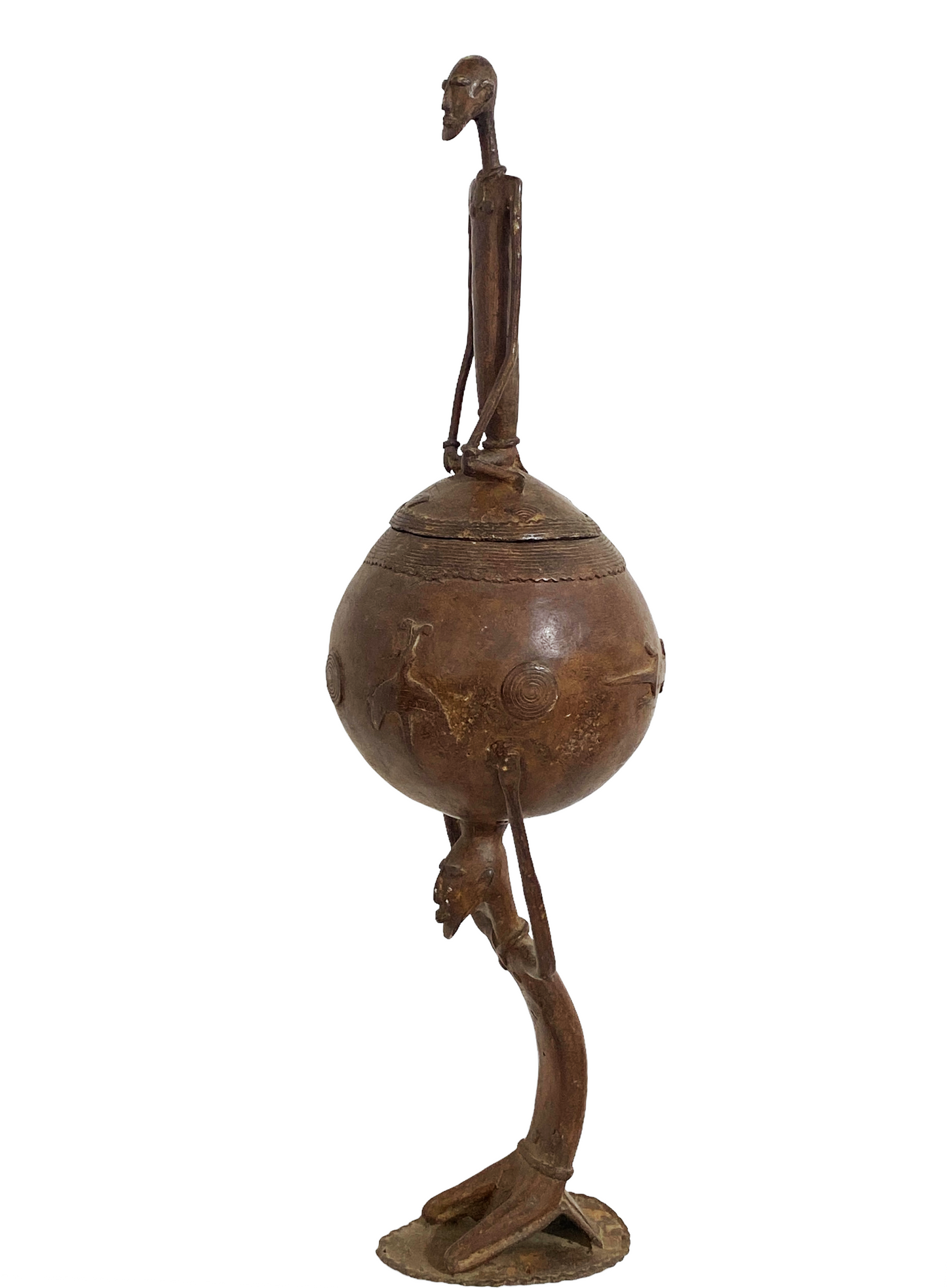 # 4990 LG African Dogon Mali Ceremonial Bronze Bowl 27" H