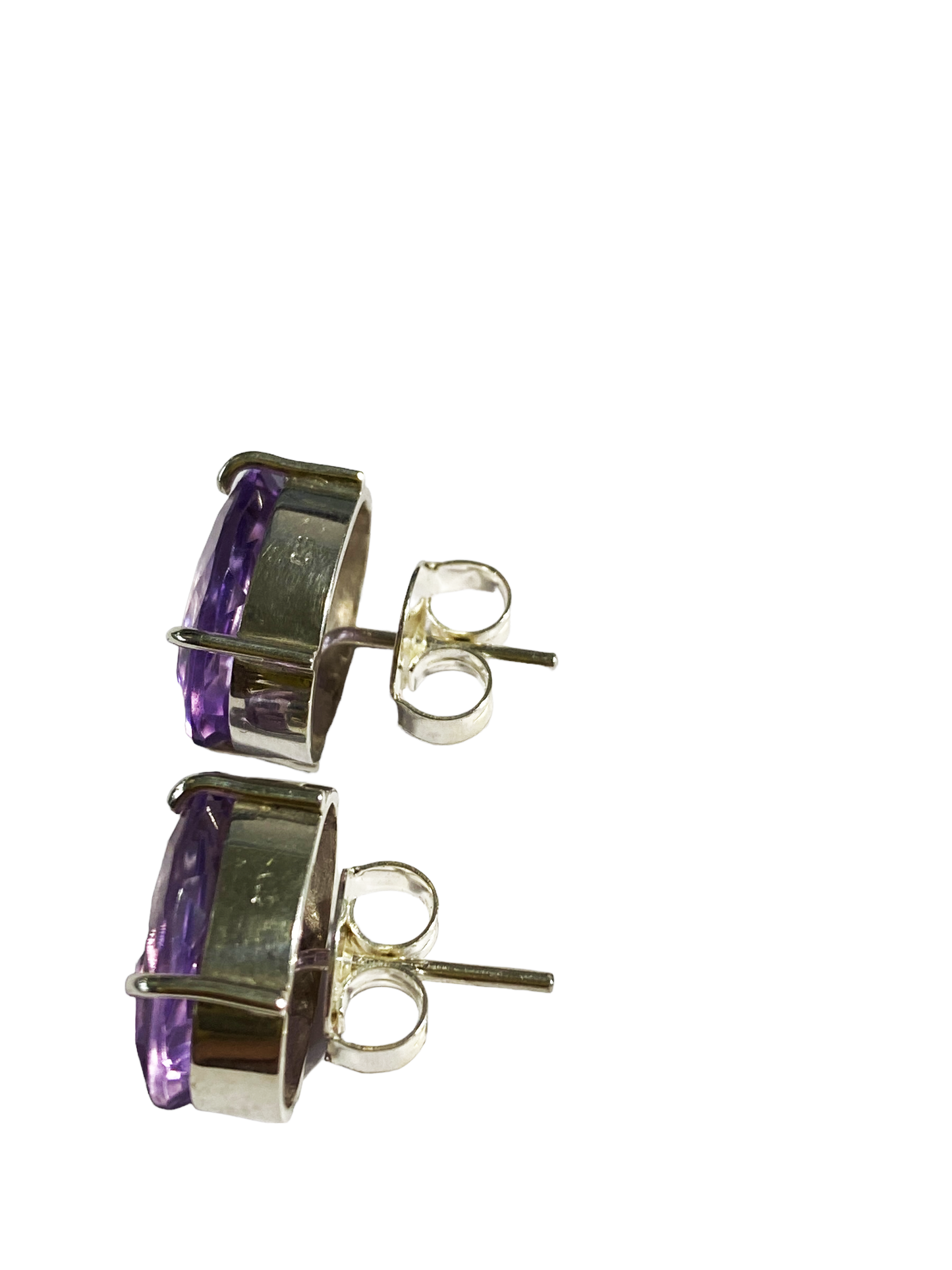 #5053 Custom Made Sterling silver Genuine Brazilian Amethyst Studs