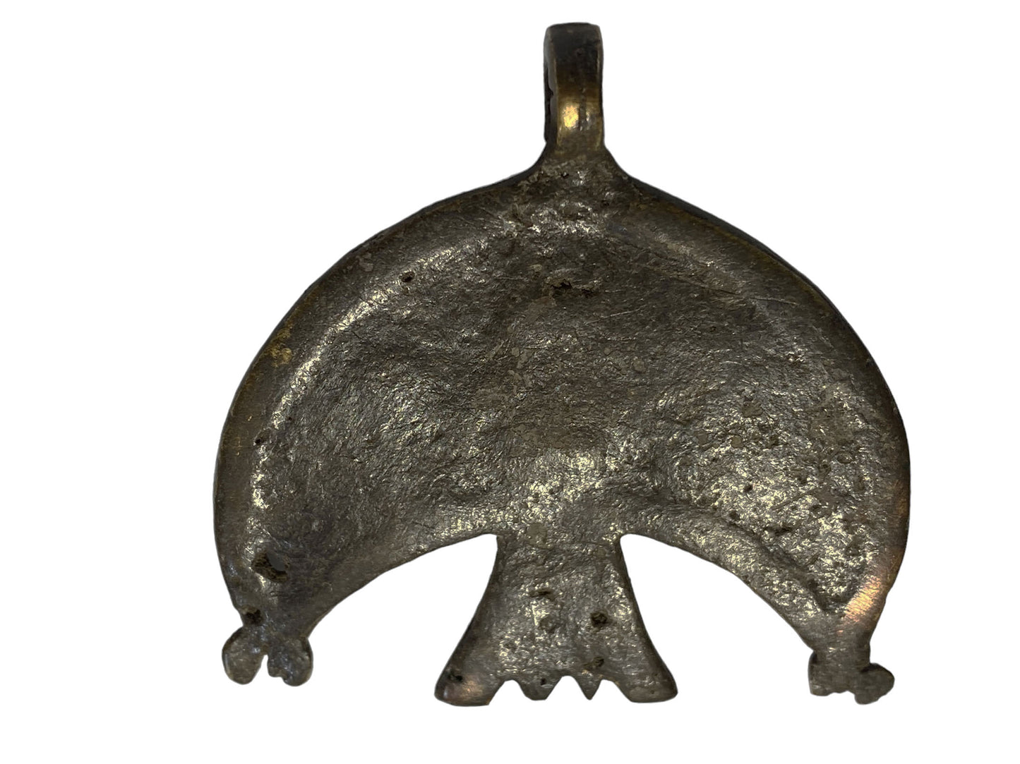 #4797 Vintage Gan Bronze Amulet Pendant of Ornate Leopard Burkina Faso