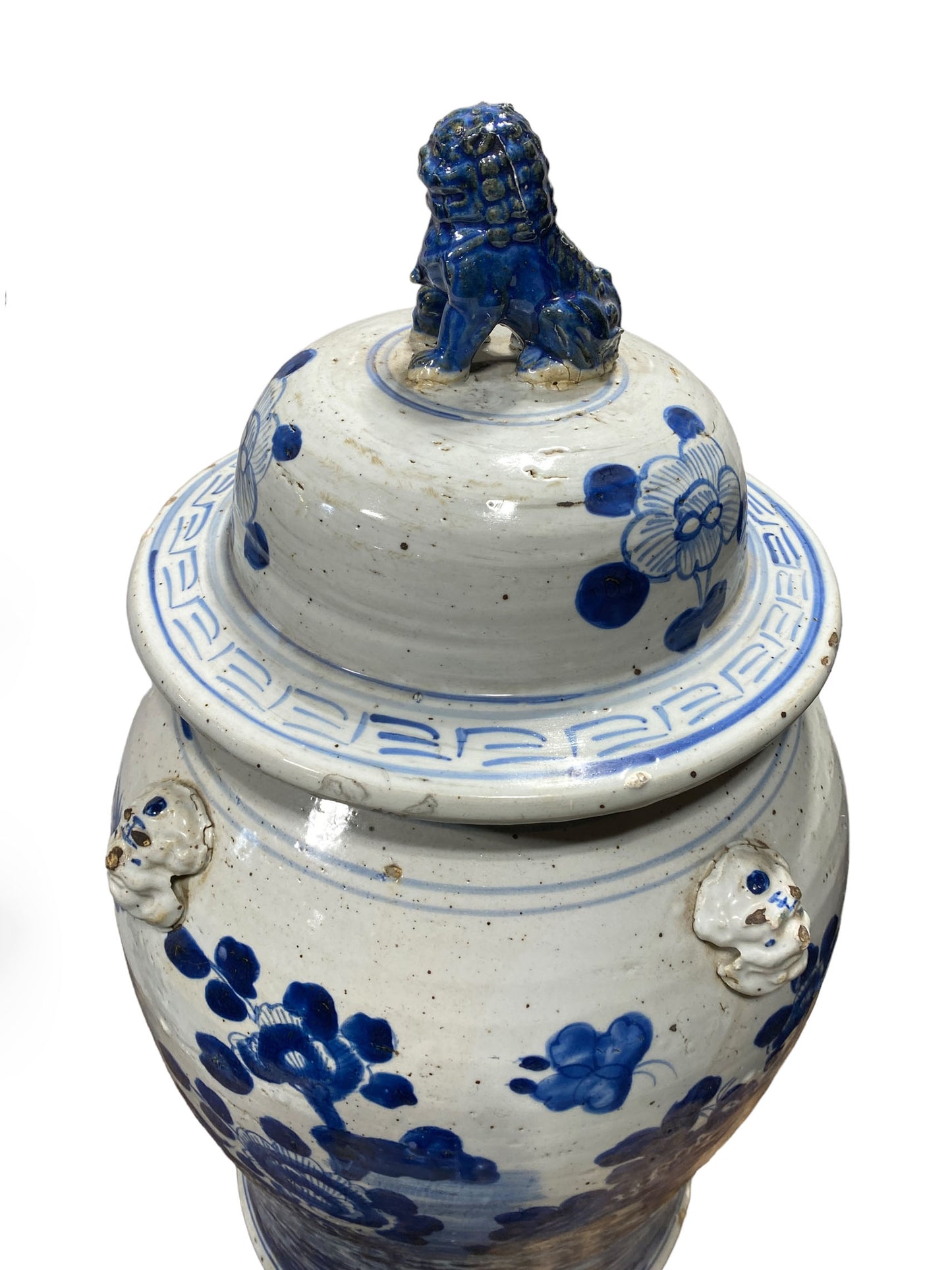 #248A Lg Chinoiserie Blue & White Porcelain Ginger Jar, 24" H