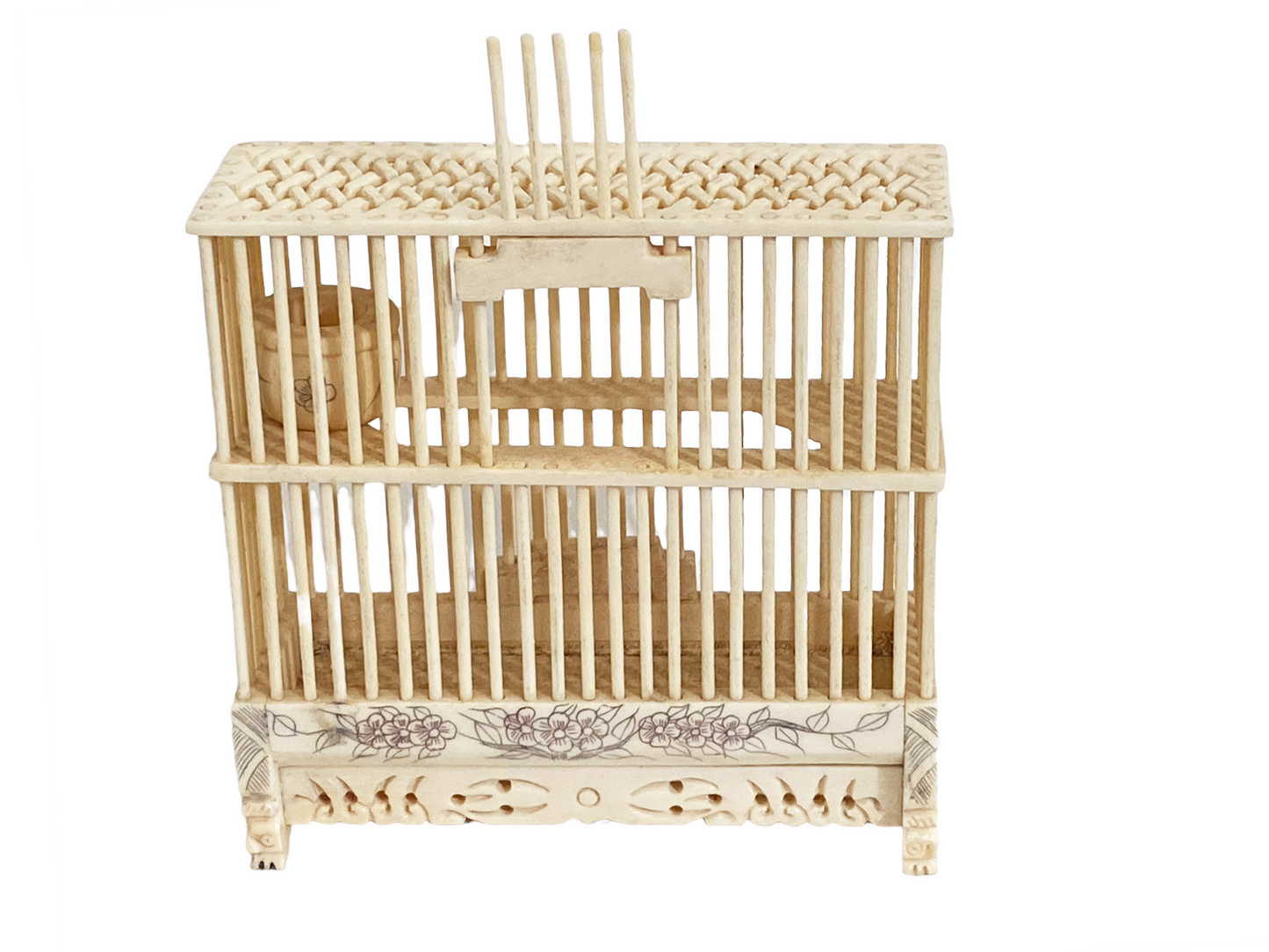 #194 Chinoiserie Hand Carved Cricket Cage