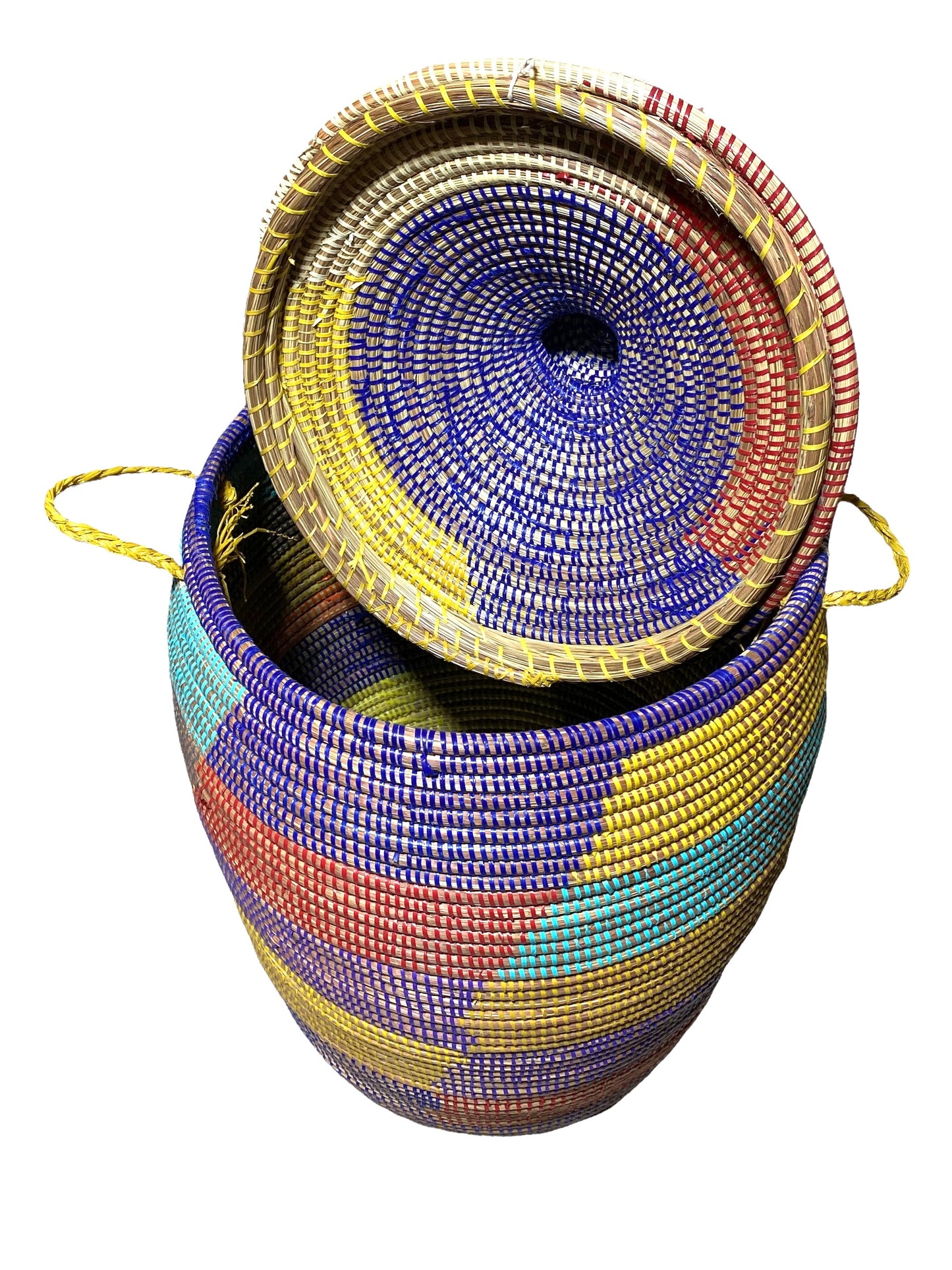 #4584 Lg Basket with Lid Senegal West Africa 28" H
