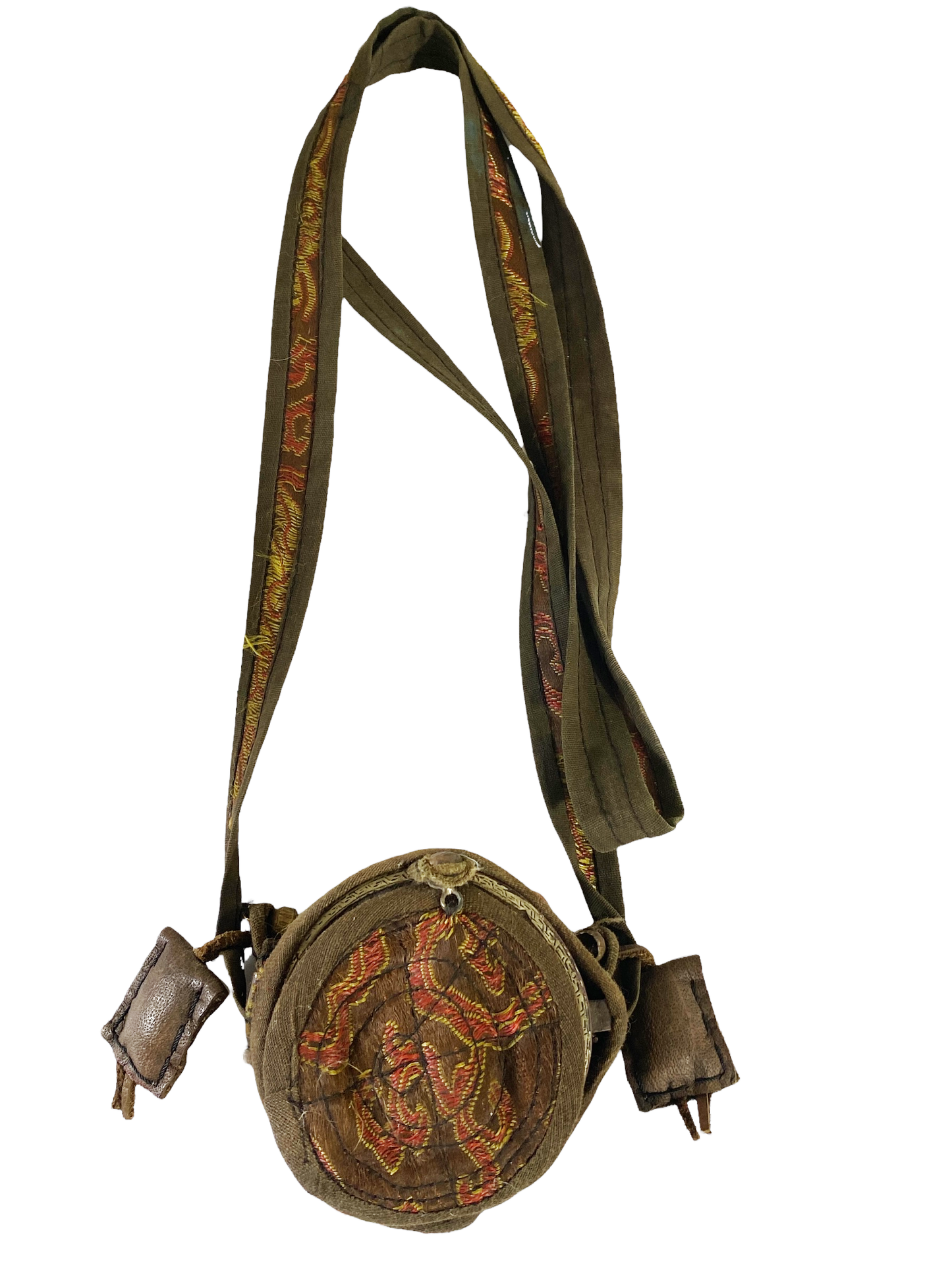 #4596 Vintage Tibetan Buddhist Ghau Traveling Prayer Bag 23" H