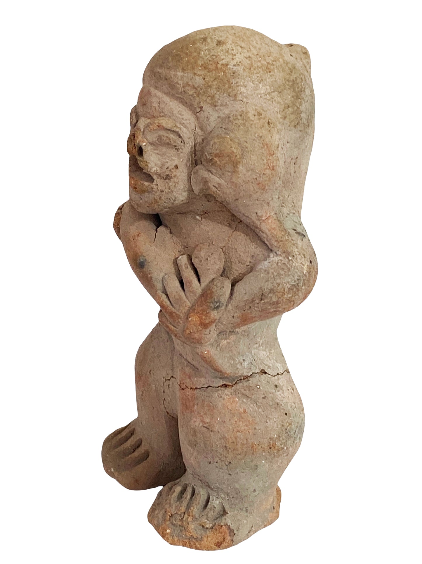 #4622 Rare Pre-Columbian - Jama Coaque Male Figure Holding a Ball