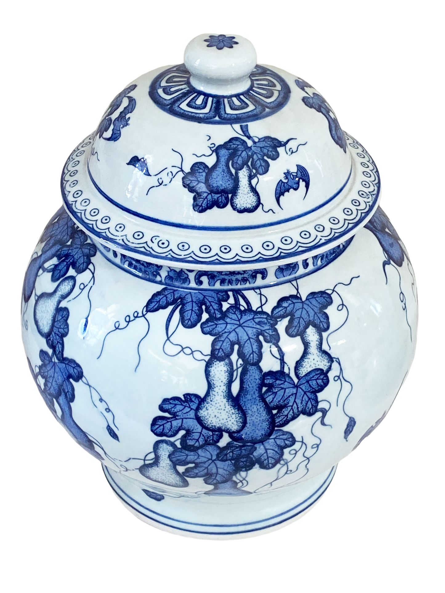 #3249 Chinoiserie Blue and White Porcelain Ginger jar 12" H