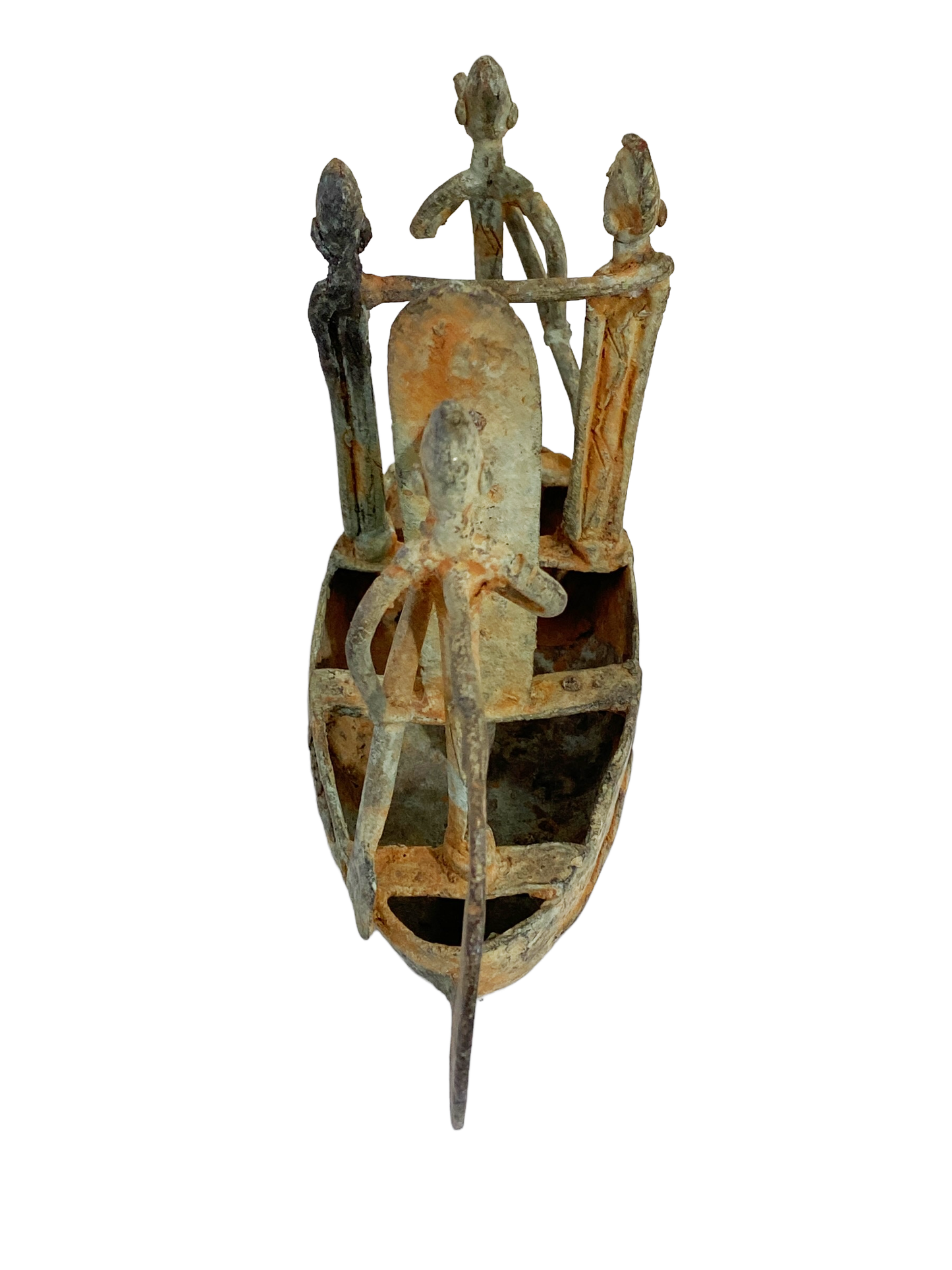 #4903 Dogon Bronze Pirogue Crocodile Boat W/ figures , Mali.