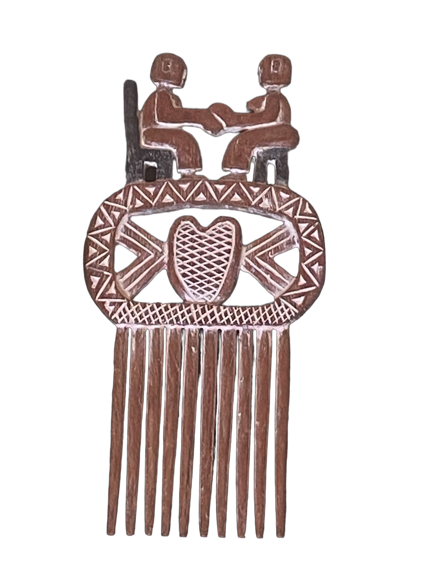 #4905 Superb   African Ashanti Ghana Marriage Comb 15" H Framed