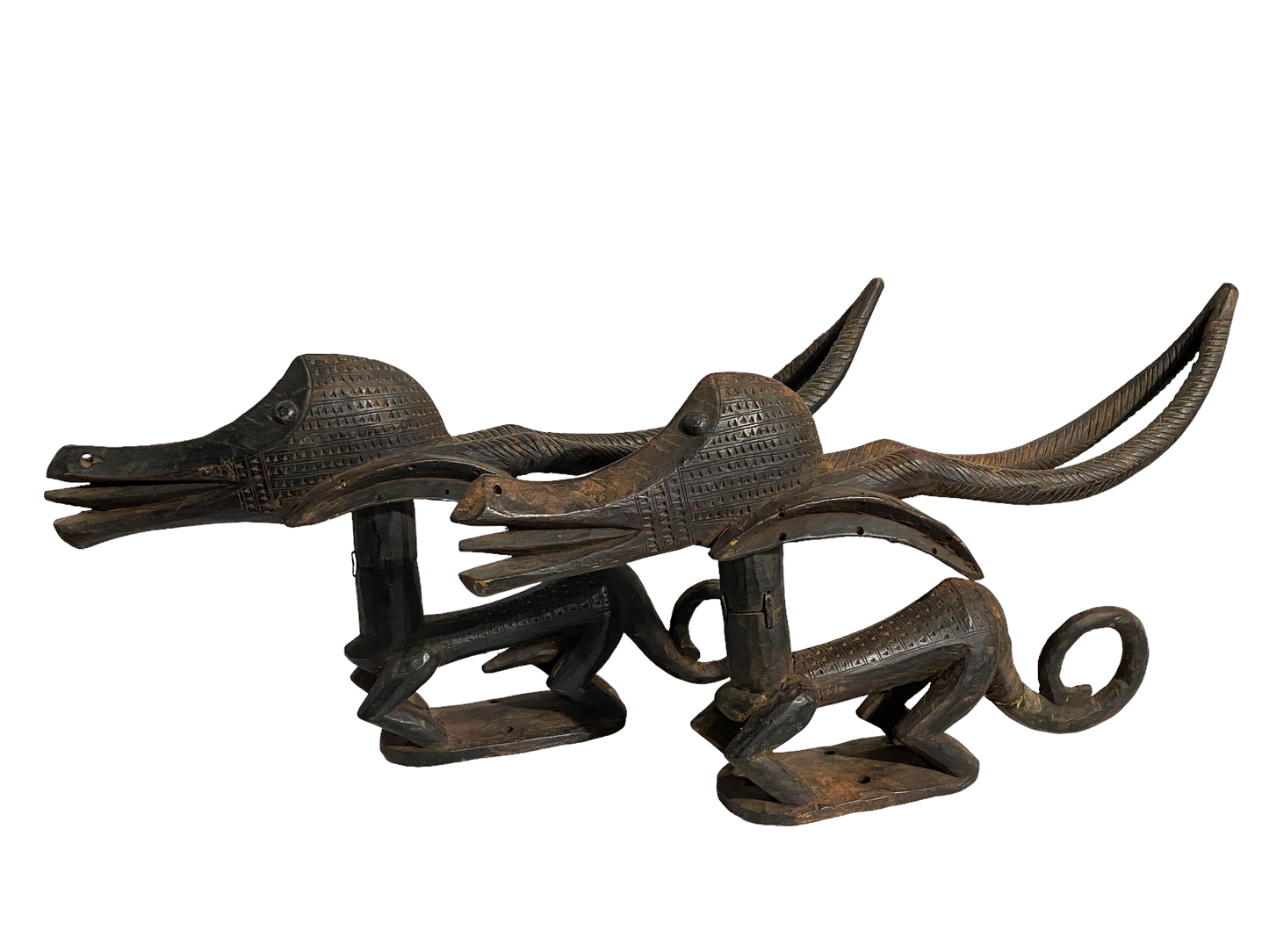 #2128 Superb female and male Bamana Chi Wara Horizontal Antelope Mali Africa