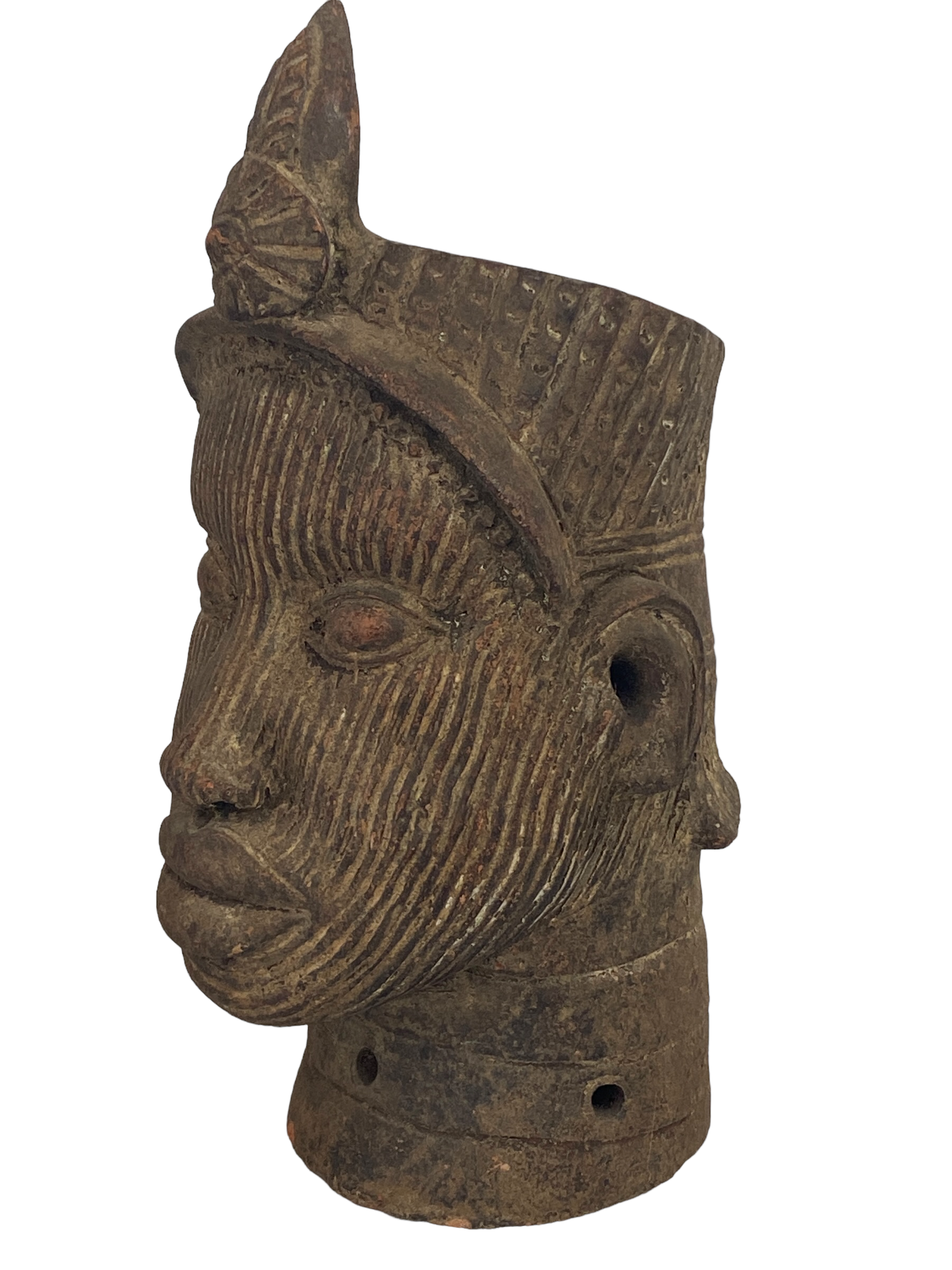 #8223 Large Ife Clay / Terracotta Head of Oni Yoruba Nigeria African 17.5" H