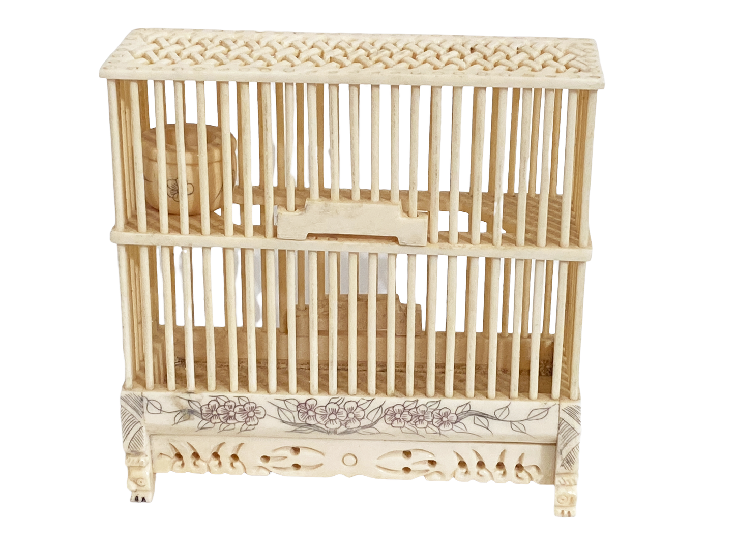#194 Chinoiserie Hand Carved Cricket Cage