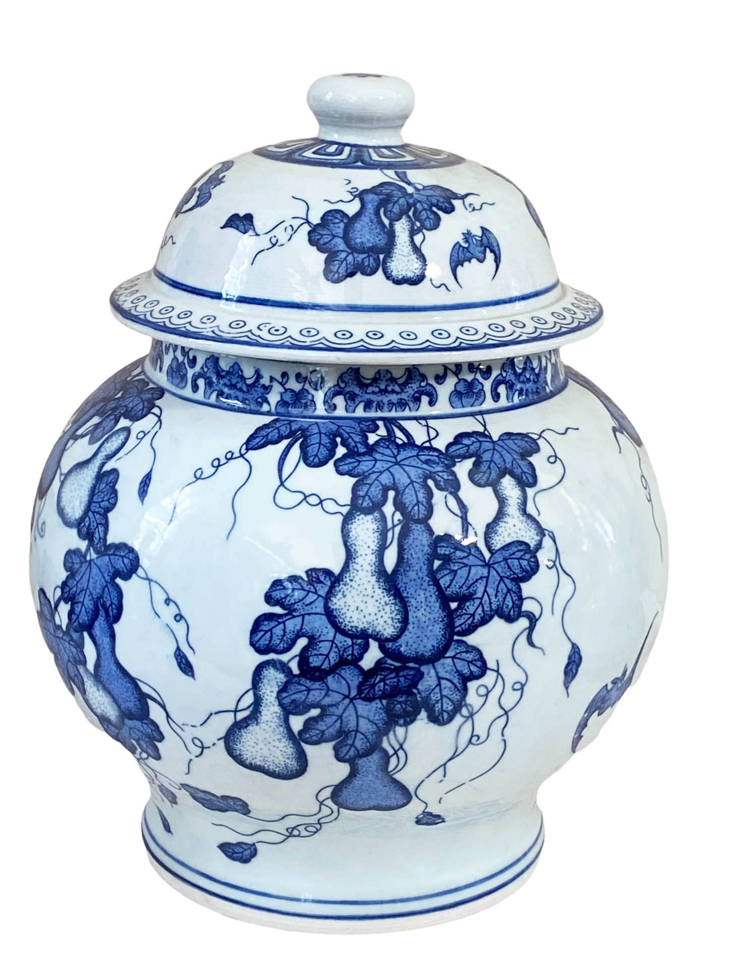 #3249 Chinoiserie Blue and White Porcelain Ginger jar 12" H