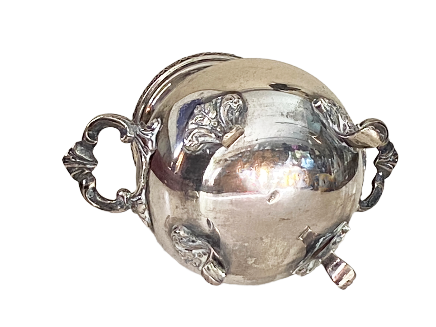 #3666 Egyptian English Style Silver Lidded Sugar Bowl 6.25" H