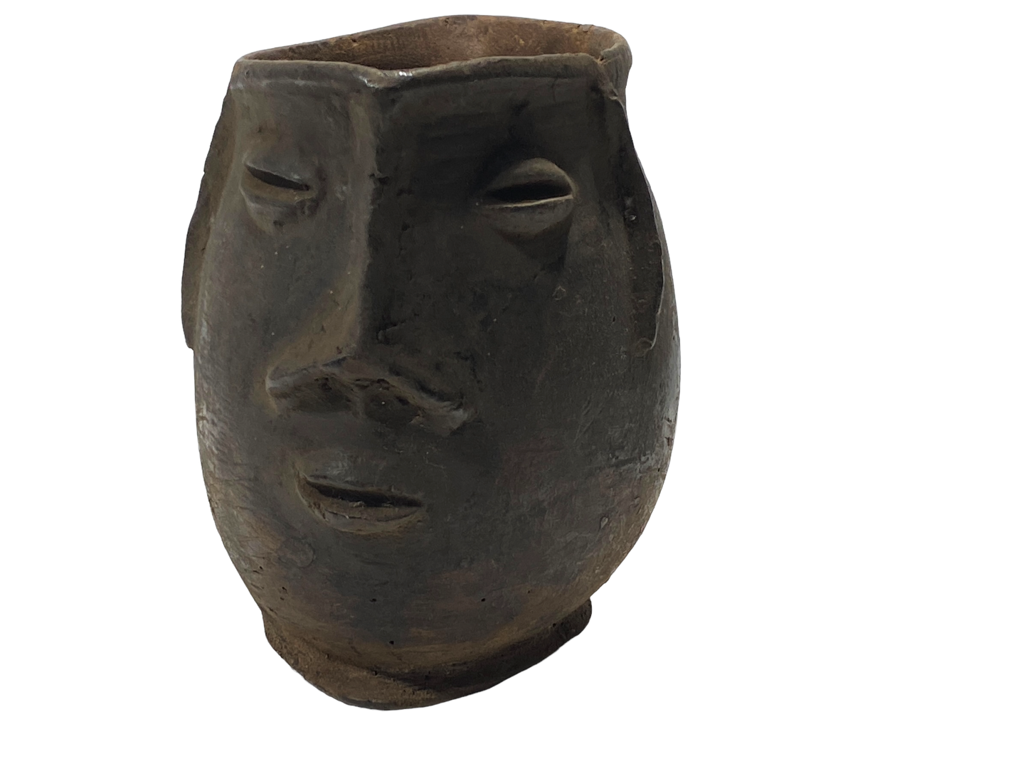 #5008 Kuba wooden Cup Figural Head Congo 7" H