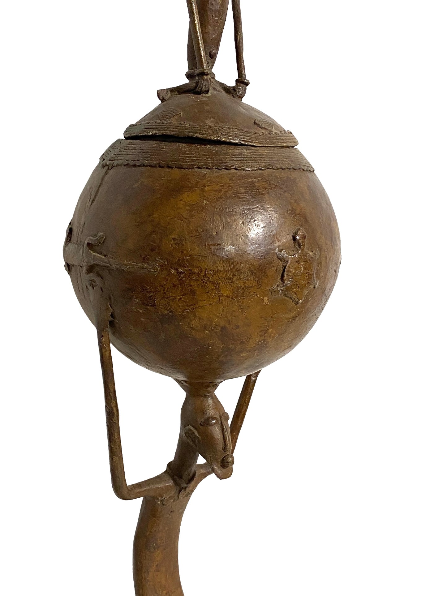 #5014 LG  African Dogon  Mali Ceremonial Bronze Bowl 27" H