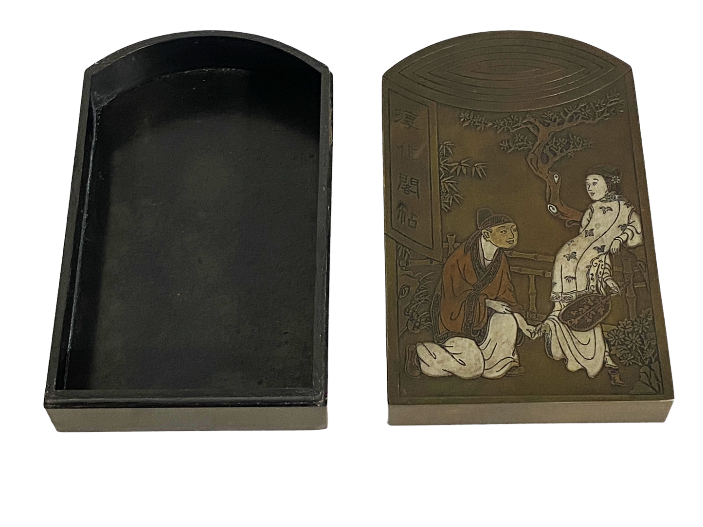 #504 Old Chinese Bronze Ink Box 6.25" H