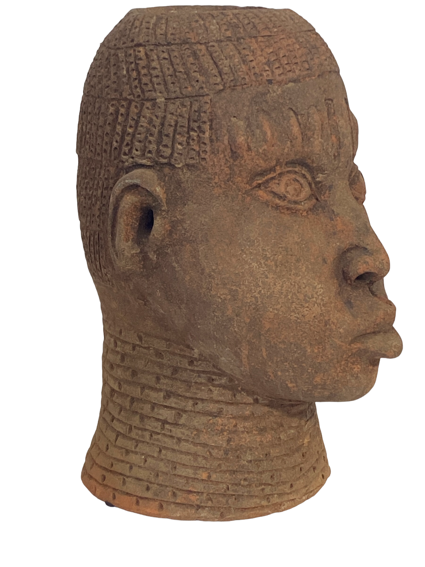 #8356 Large Ife Clay / Terracotta Head of Oni Yoruba Nigeria African 18" H