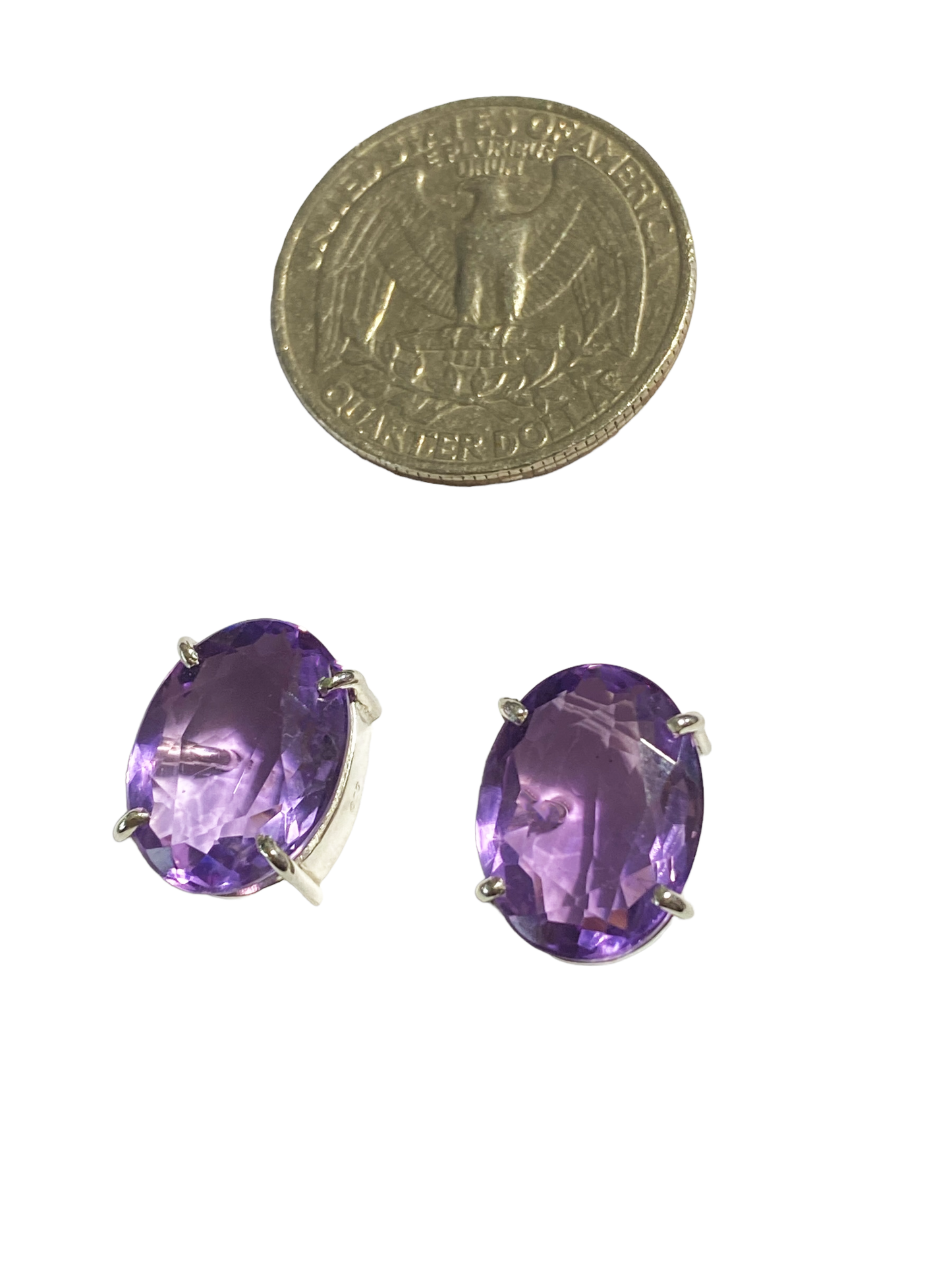 #5053 Custom Made Sterling silver Genuine Brazilian Amethyst Studs