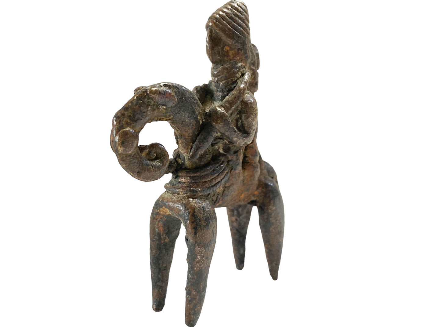 #5347 African Dogon Bronze Horseman Gold Weight Mali 2.75" H