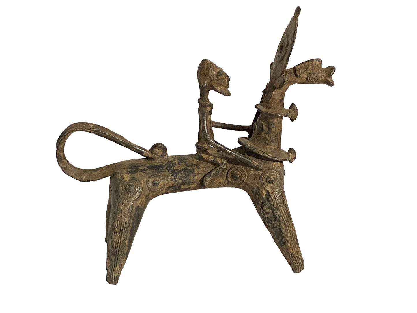 #5405 Superb African Nobility Dogon Bronze Horseman 11" H by 12"W