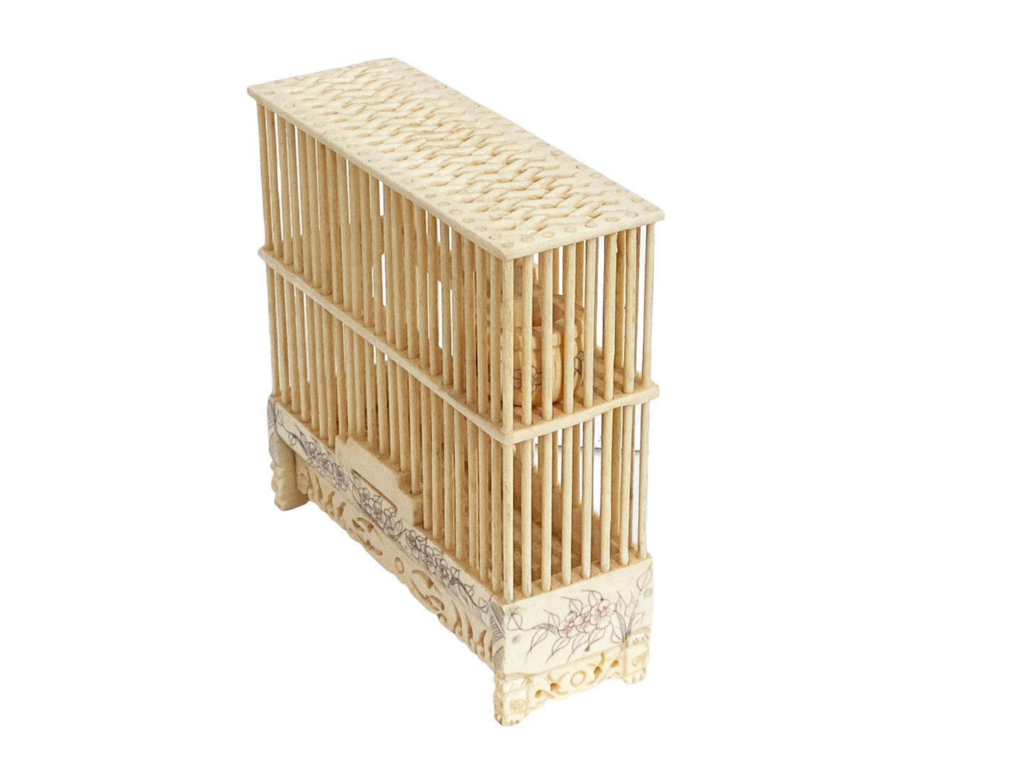 #194 Chinoiserie Hand Carved Cricket Cage