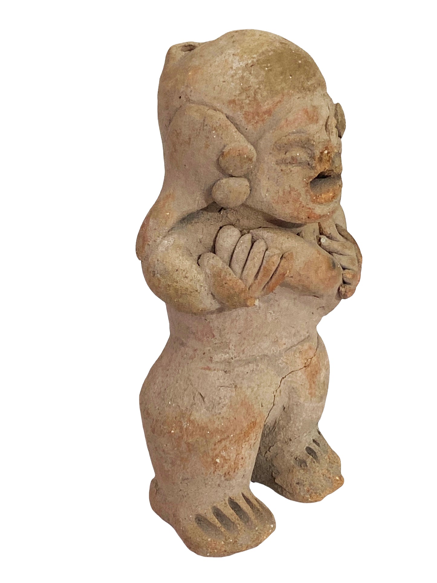#4622 Rare Pre-Columbian - Jama Coaque Male Figure Holding a Ball