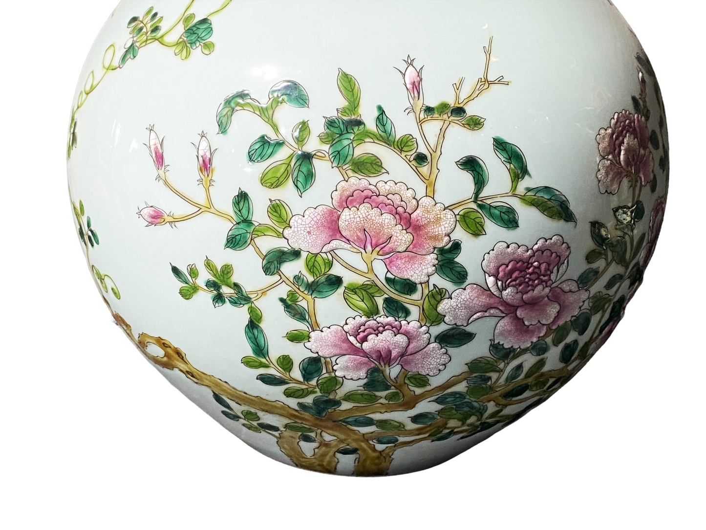 #703 Superb Chinoiserie Porcelain Celadon Onion Shaped Vase 16.5 " H