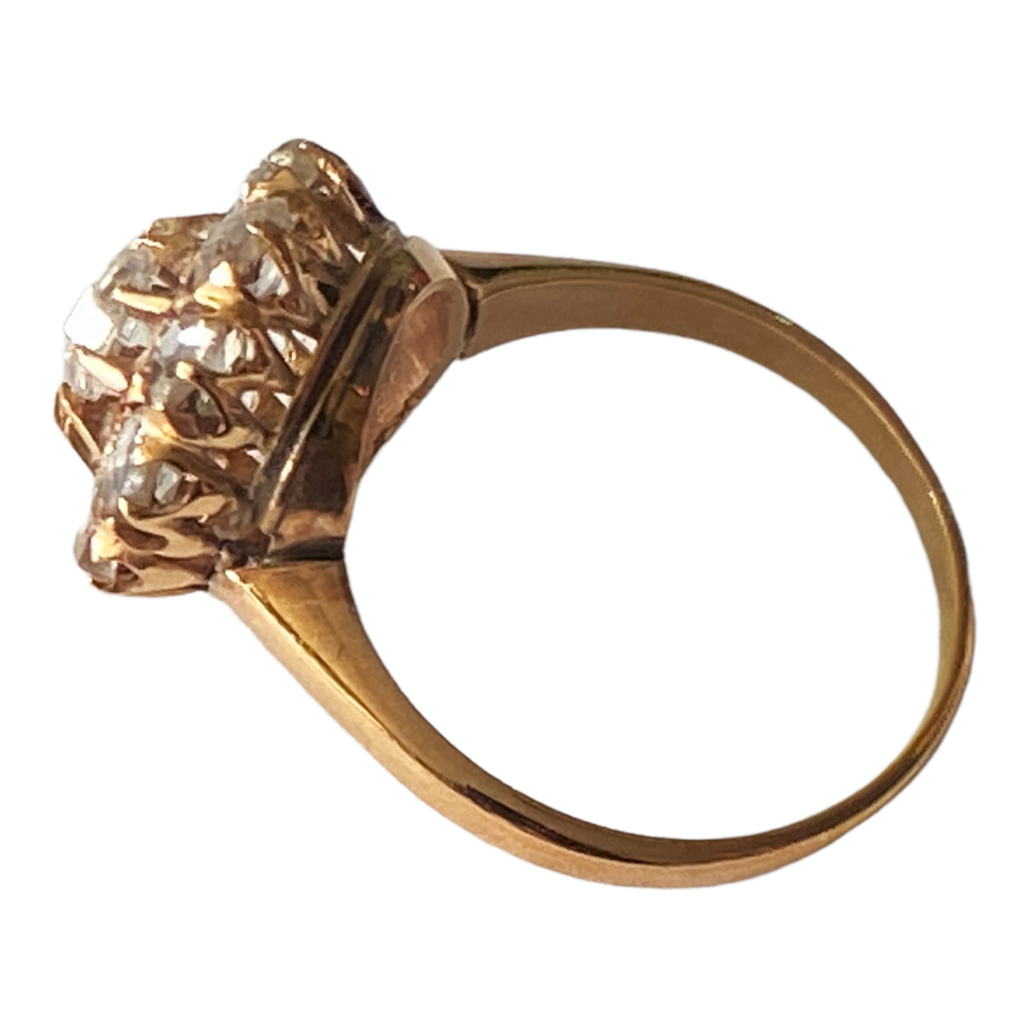 #4867  14K Yellow Gold Rose Cut Diamond Ring size 5 3/8