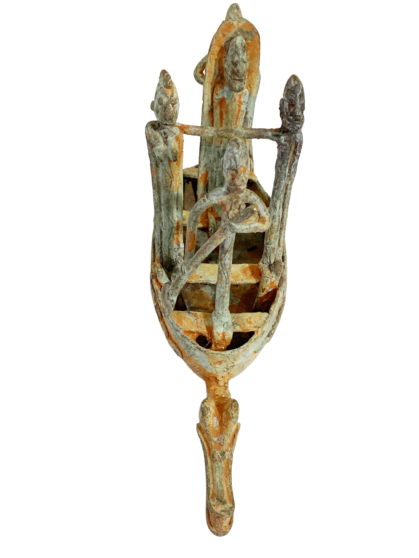 #4903 Dogon Bronze Pirogue Crocodile Boat W/ figures , Mali.