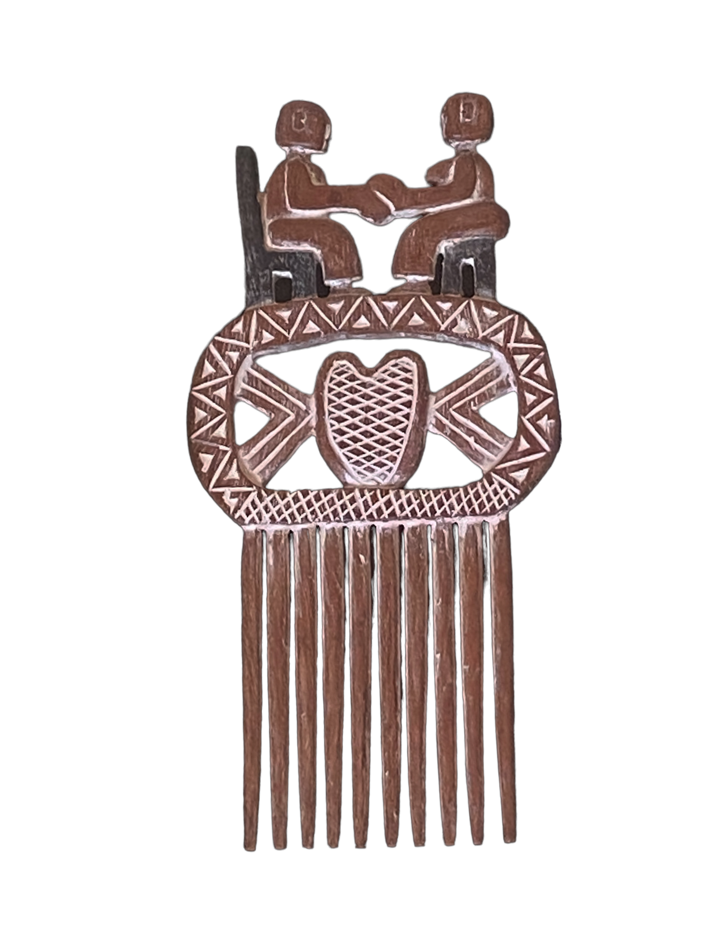 #4905 Superb   African Ashanti Ghana Marriage Comb 15" H Framed