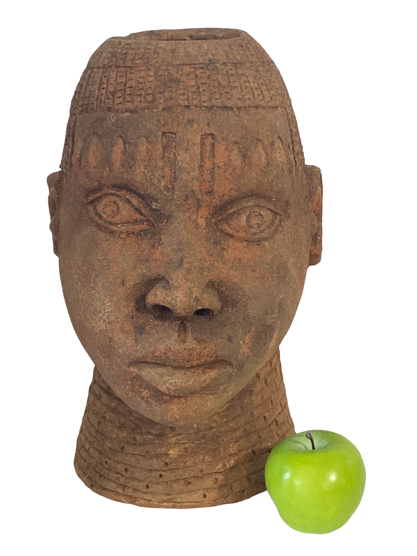 #8356 Large Ife Clay / Terracotta Head of Oni Yoruba Nigeria African 18" H