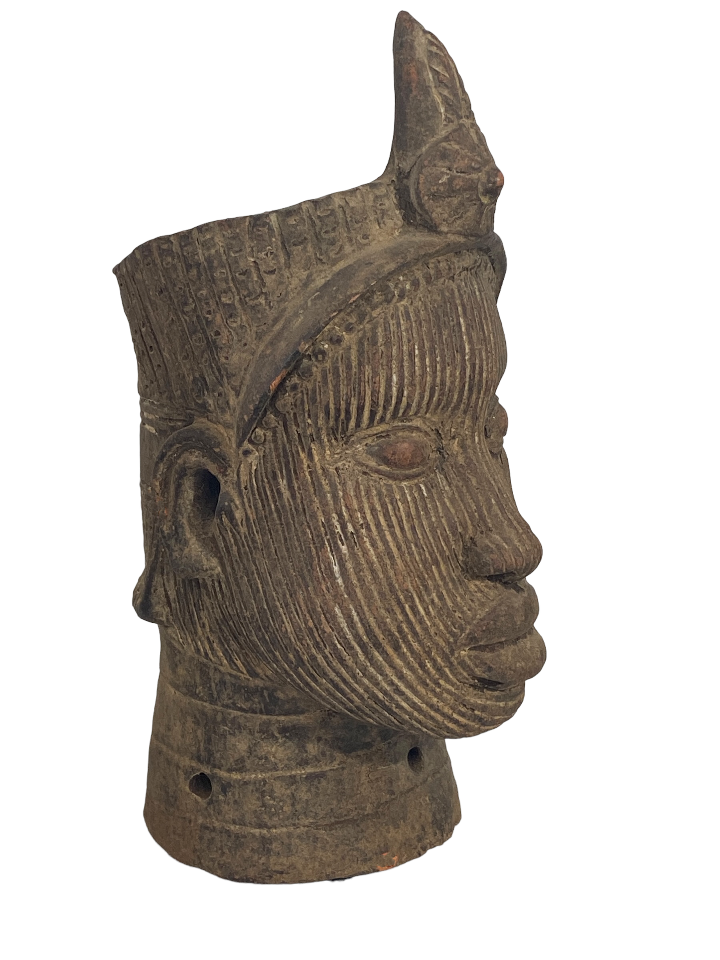 #8223 Large Ife Clay / Terracotta Head of Oni Yoruba Nigeria African 17.5" H