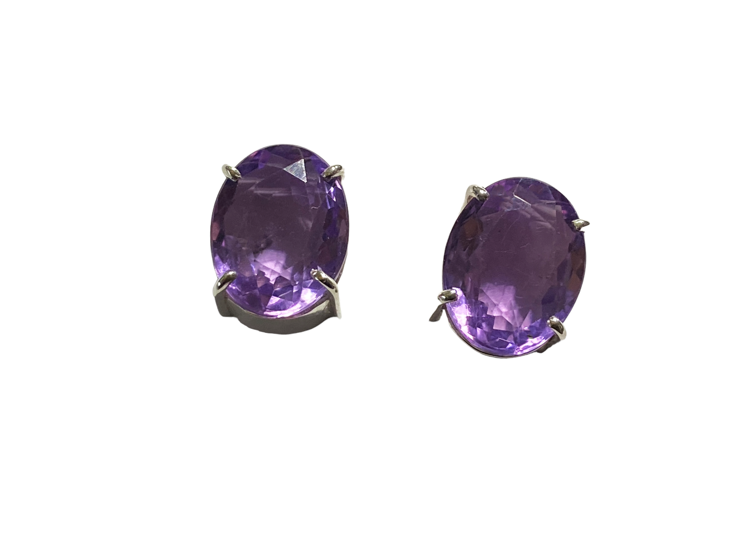 #5053 Custom Made Sterling silver Genuine Brazilian Amethyst Studs