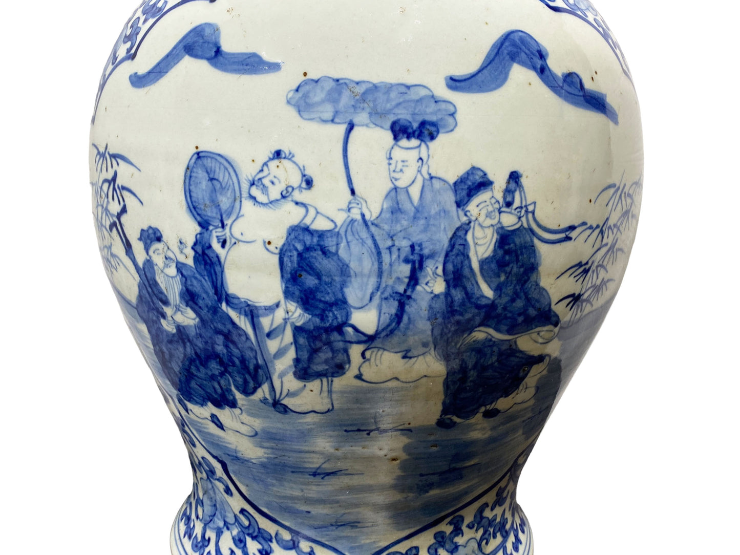 #5408 Chinoiserie LG Blue and White Porcelain Ginger Jar 23" H